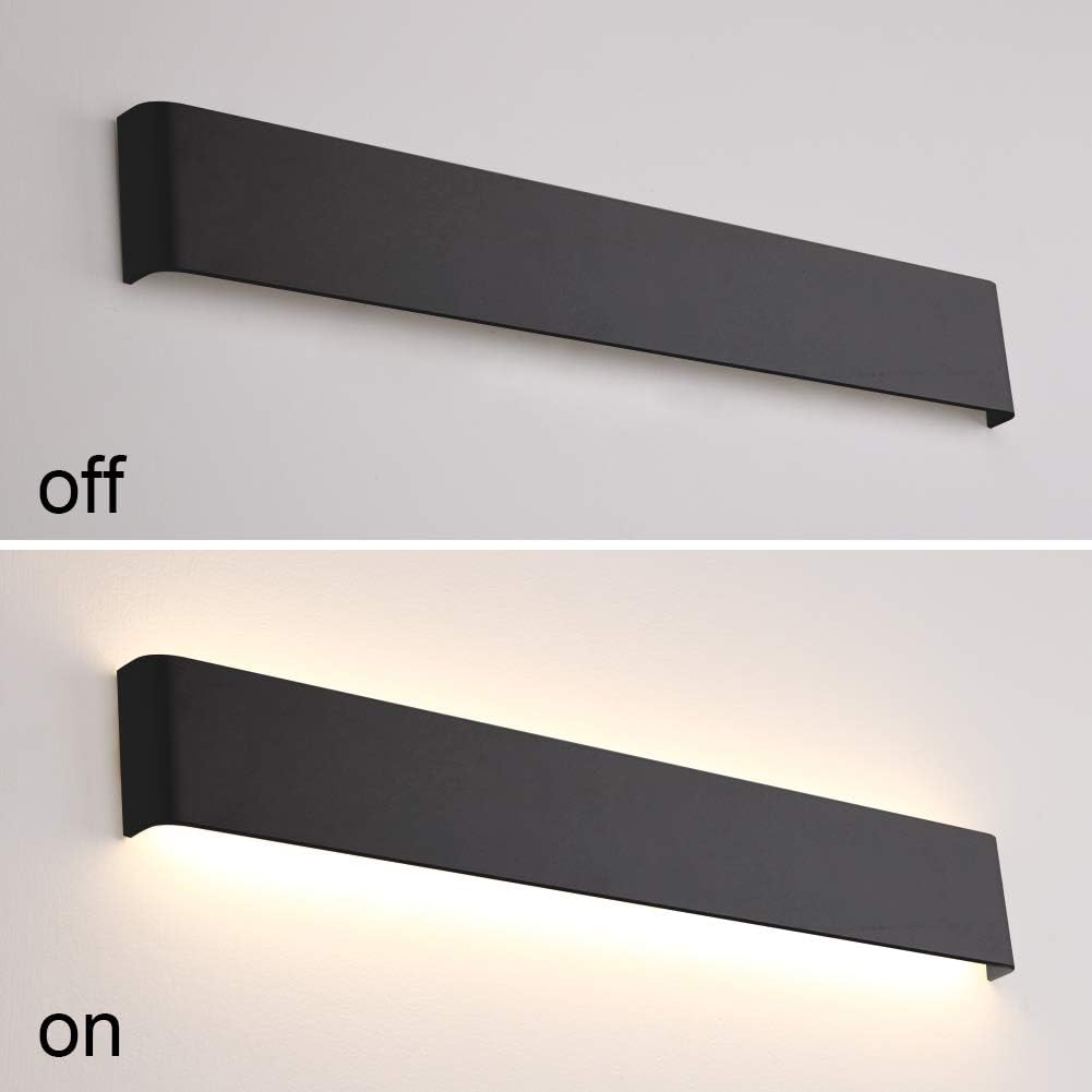 Klighten Lampada da Parete LED Interno 20W 60cm, Nera - immagine 2