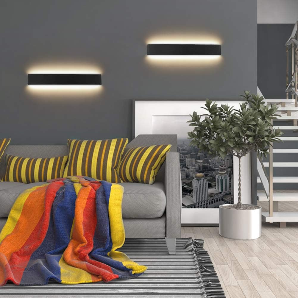 Klighten Lampada da Parete LED Interno 20W 60cm, Nera - immagine 5