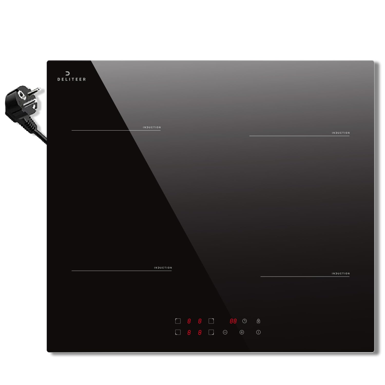 Deliteer Piano Cottura Induzione 4 Fuochi 3500W 59CM