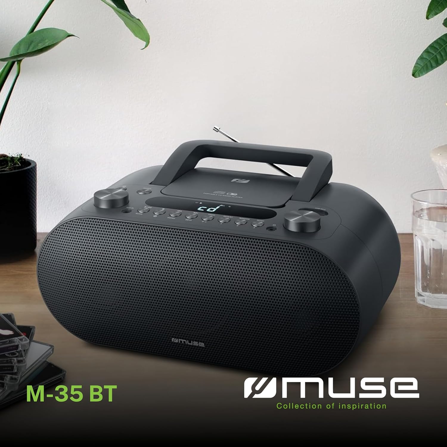 Muse M-35 BT - Lettore CD Bluetooth, Nero - immagine 2