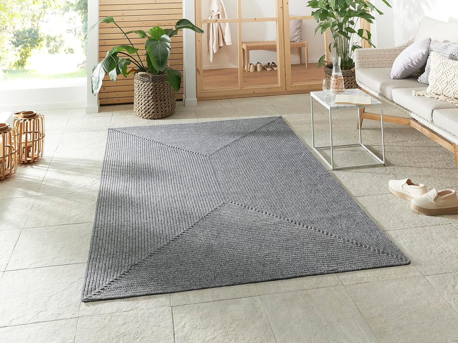 Northrugs Trenzado - Tappeto Interni/Esterni Grigio Chiaro