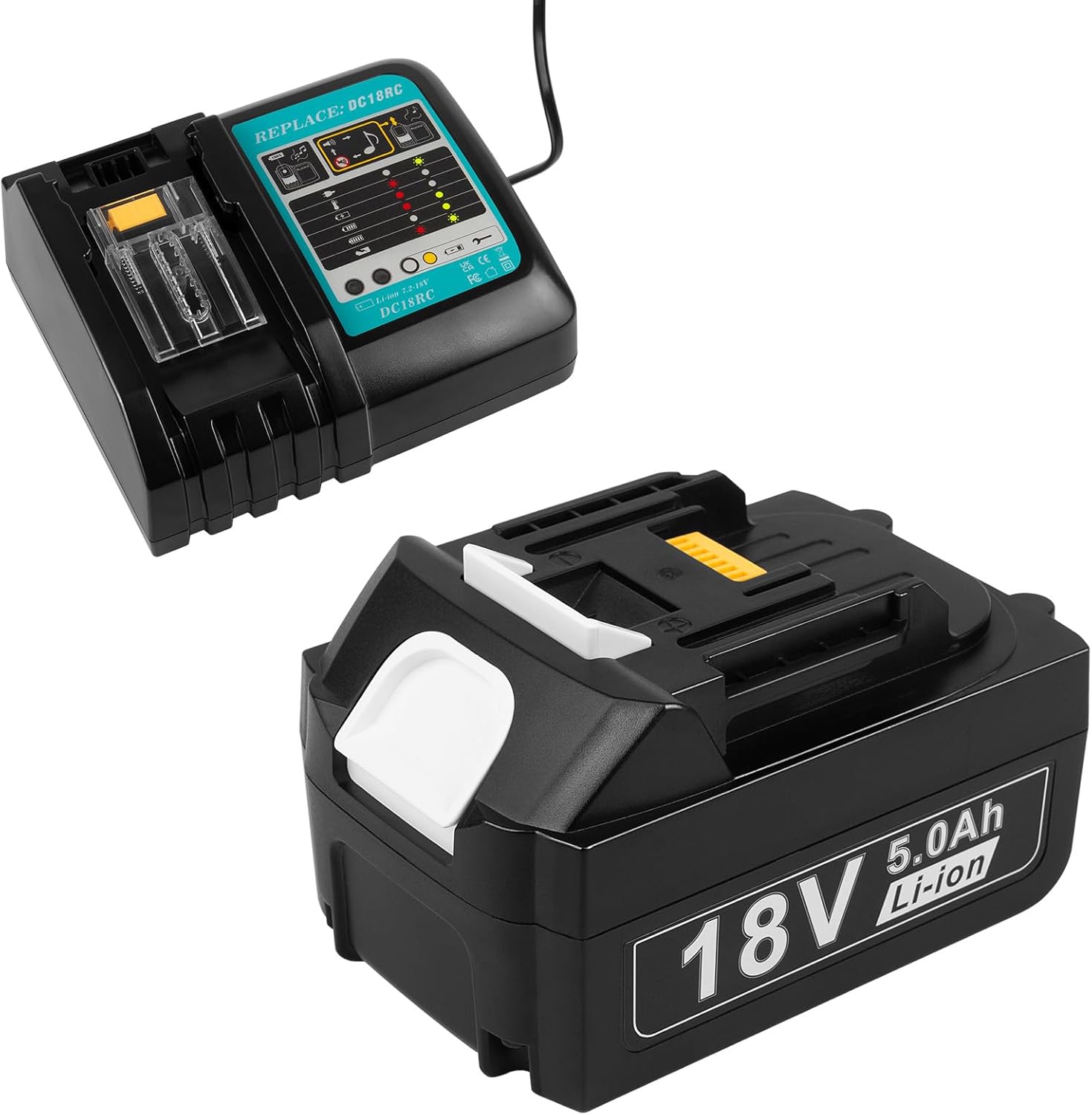 Asuncell Batteria 18V 5,0Ah e Caricabatterie per Makita - immagine 1