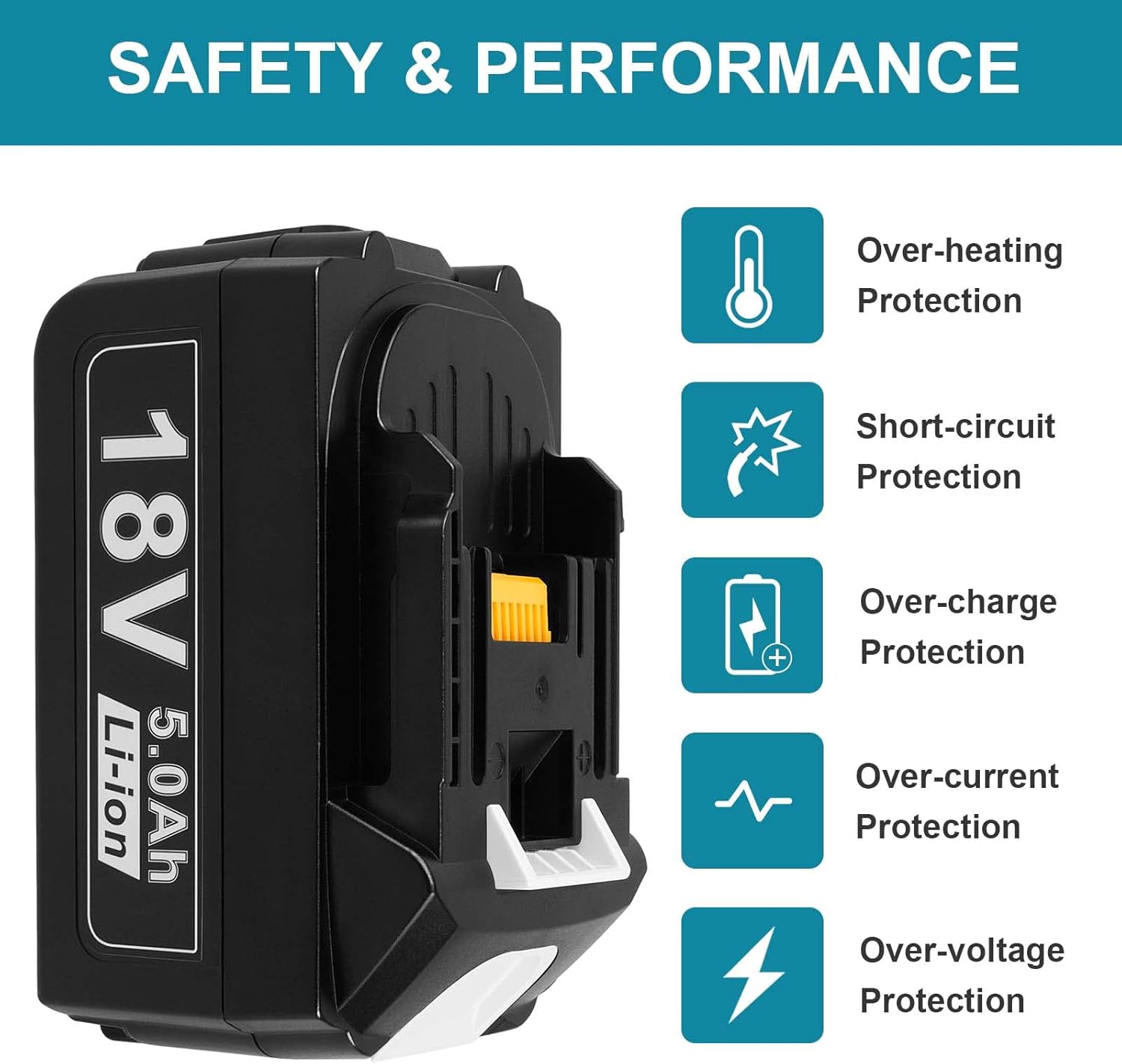 Asuncell Batteria 18V 5,0Ah e Caricabatterie per Makita - immagine 6