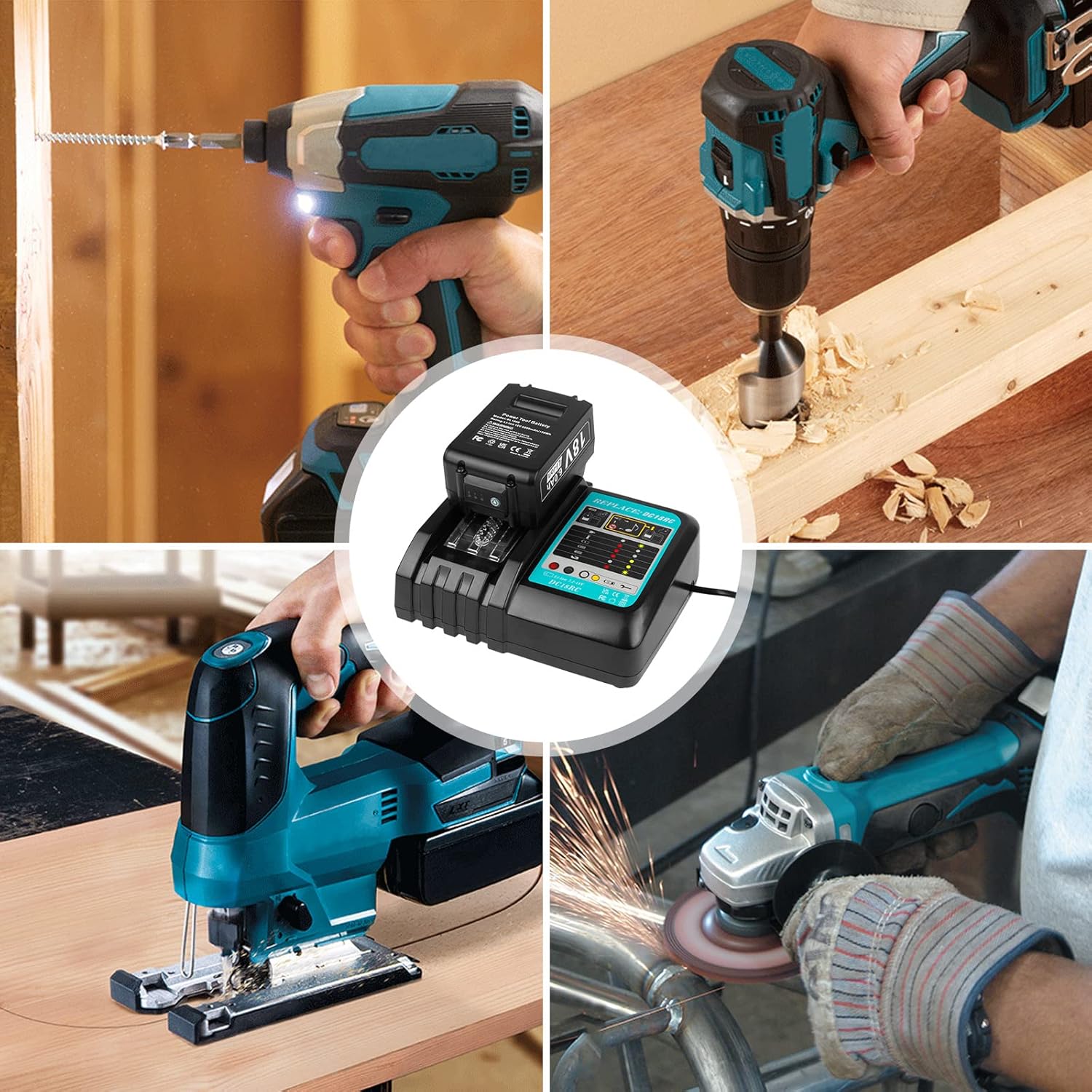 Asuncell Batteria 18V 5,0Ah e Caricabatterie per Makita - immagine 7