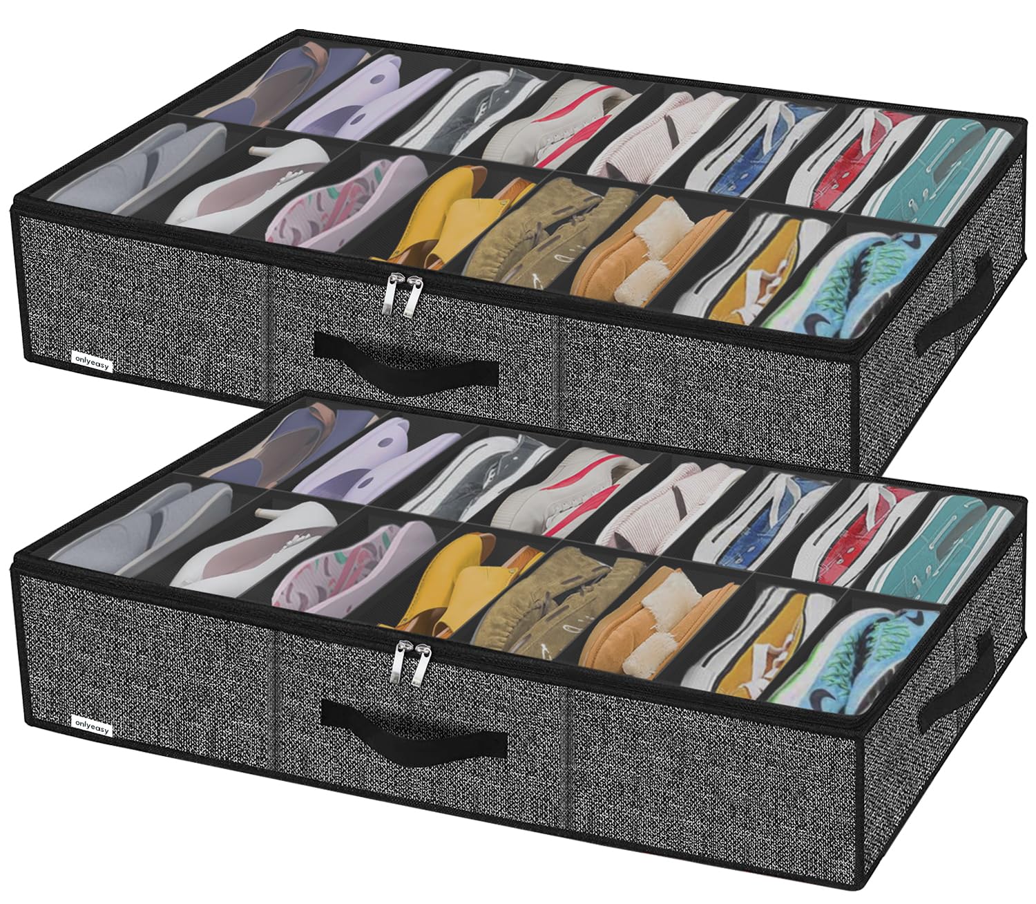 Homyfort Contenitore Scarpe Sottoletto 16x2 Paia, Nero