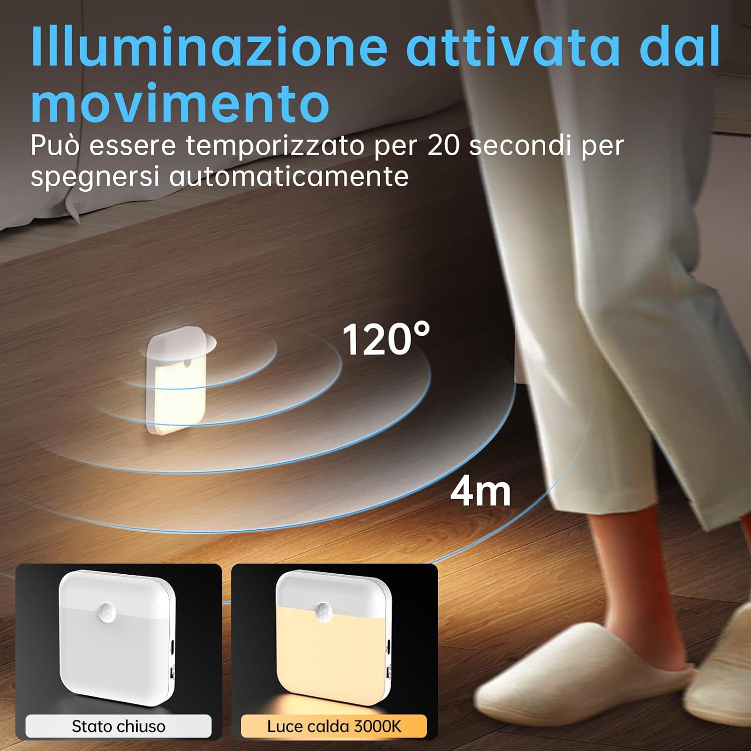 Luce Notturna LED con Sensore Movimento (6 pz) - immagine 4