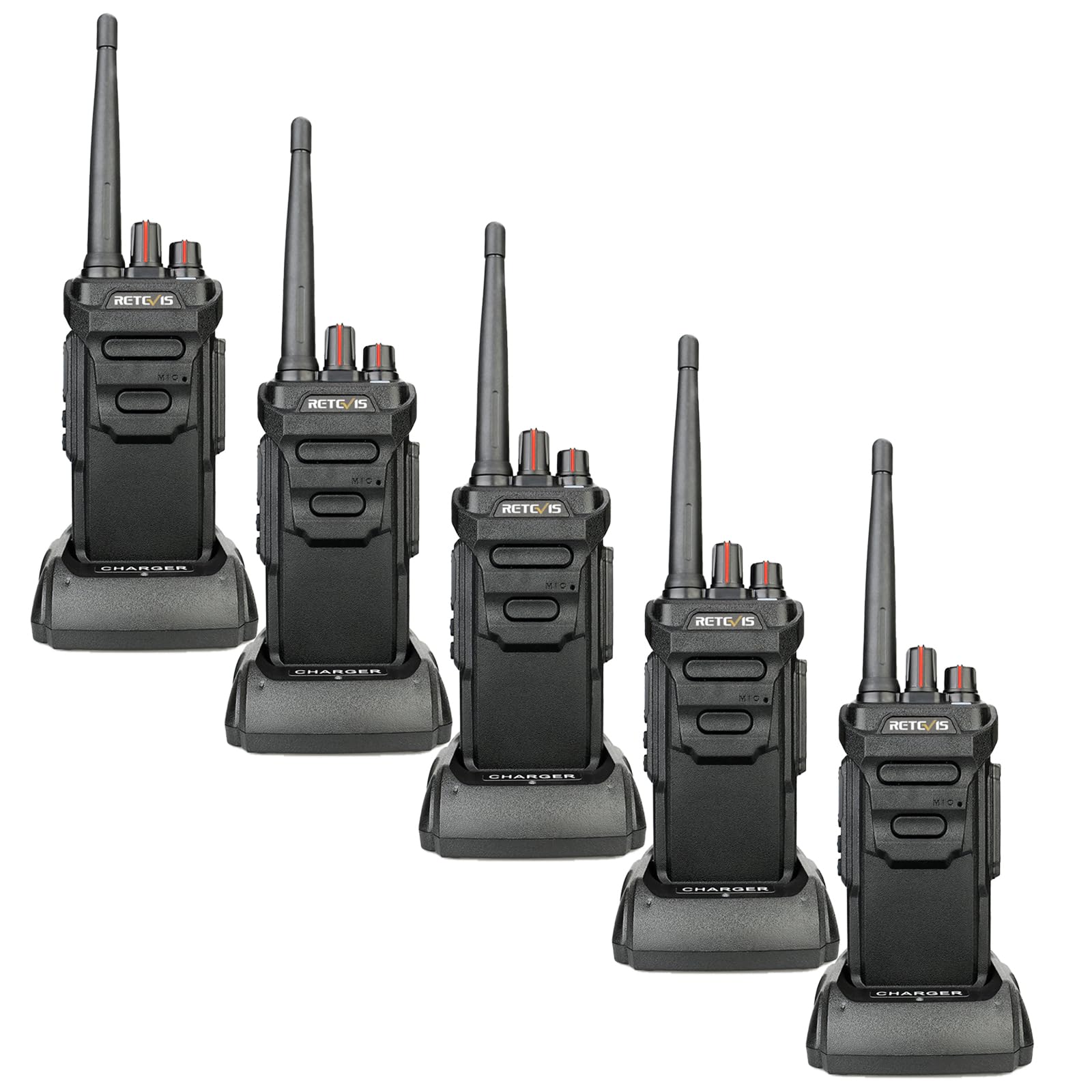 Retevis RT648 Walkie Talkie PMR446 IP67, Nero (5 Pezzi)