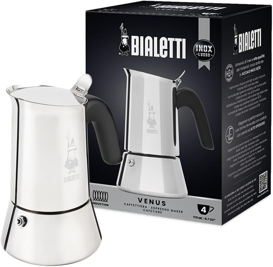 Bialetti Venus - Caffettiera Induzione 4 Tazze, Argento - immagine 1