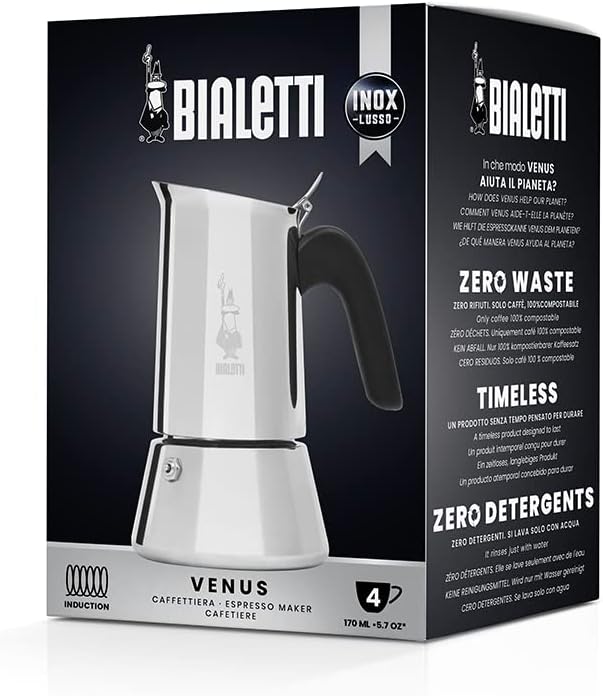 Bialetti Venus - Caffettiera Induzione 4 Tazze, Argento - immagine 2