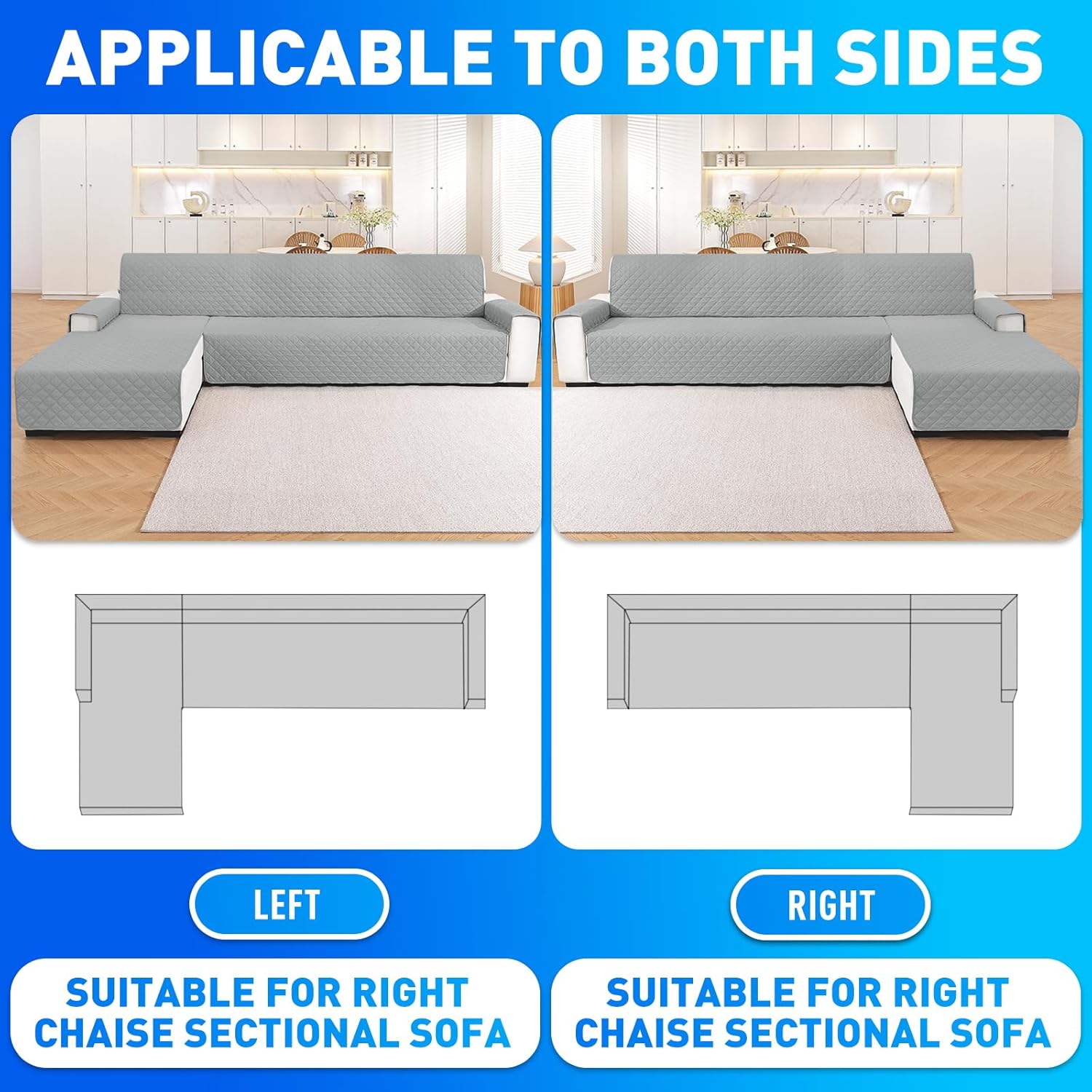 Copridivano Impermeabile 4 Posti con Penisola Grigio - immagine 6