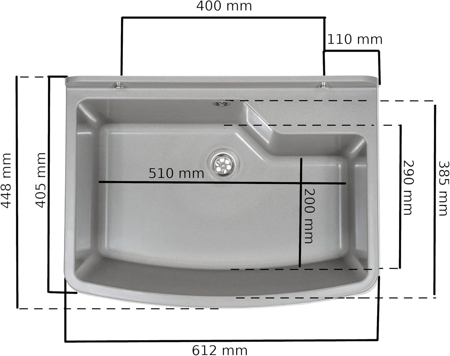 Lavabo con Sifone in Plastica Grigio Granito 61cm - immagine 4
