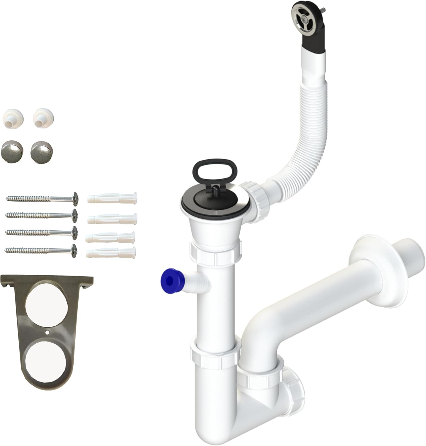 Lavabo con Sifone in Plastica Grigio Granito 61cm - immagine 7