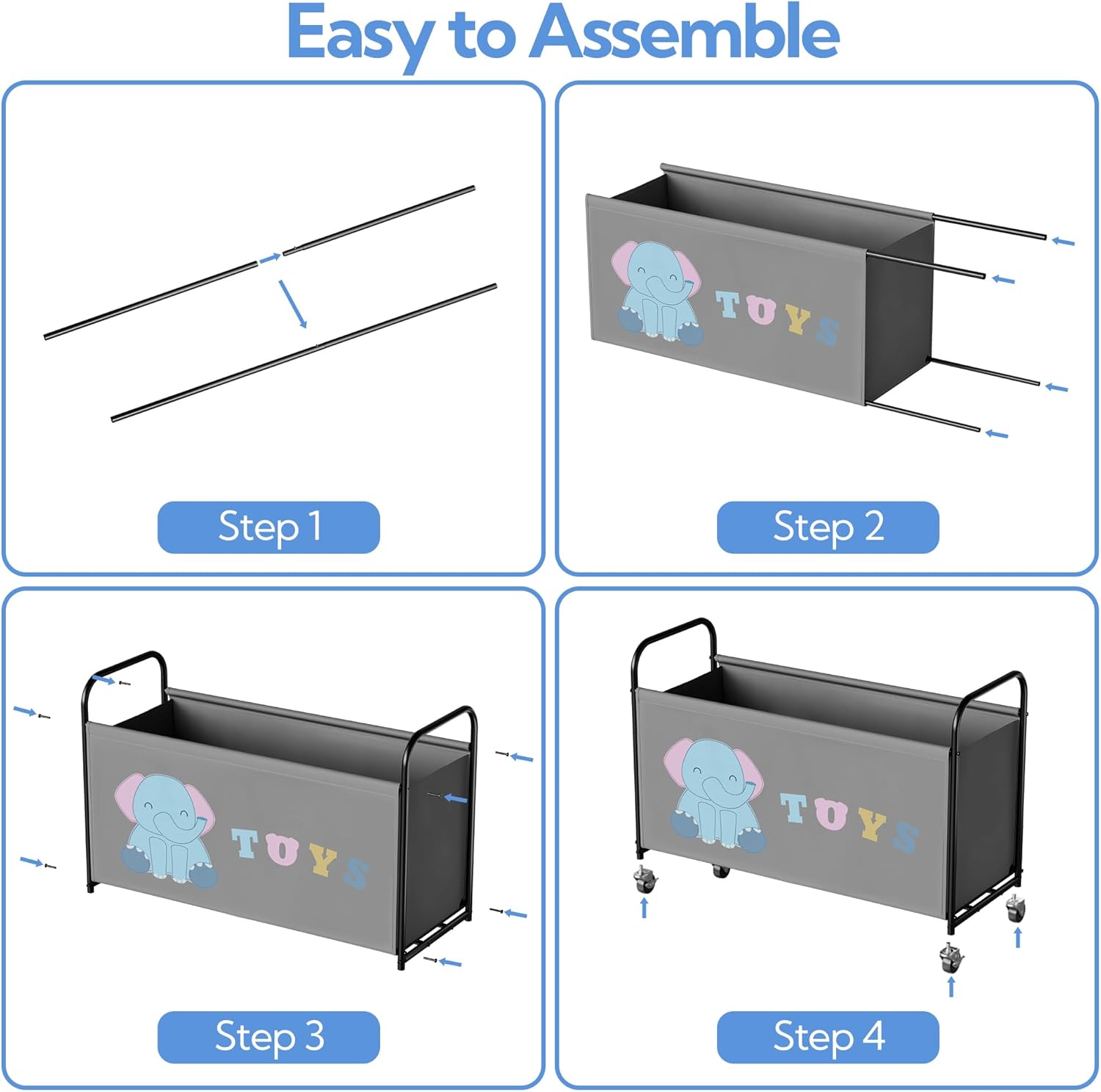 Scatola Porta Giocattoli con Ruote 135L - Grigio - immagine 6