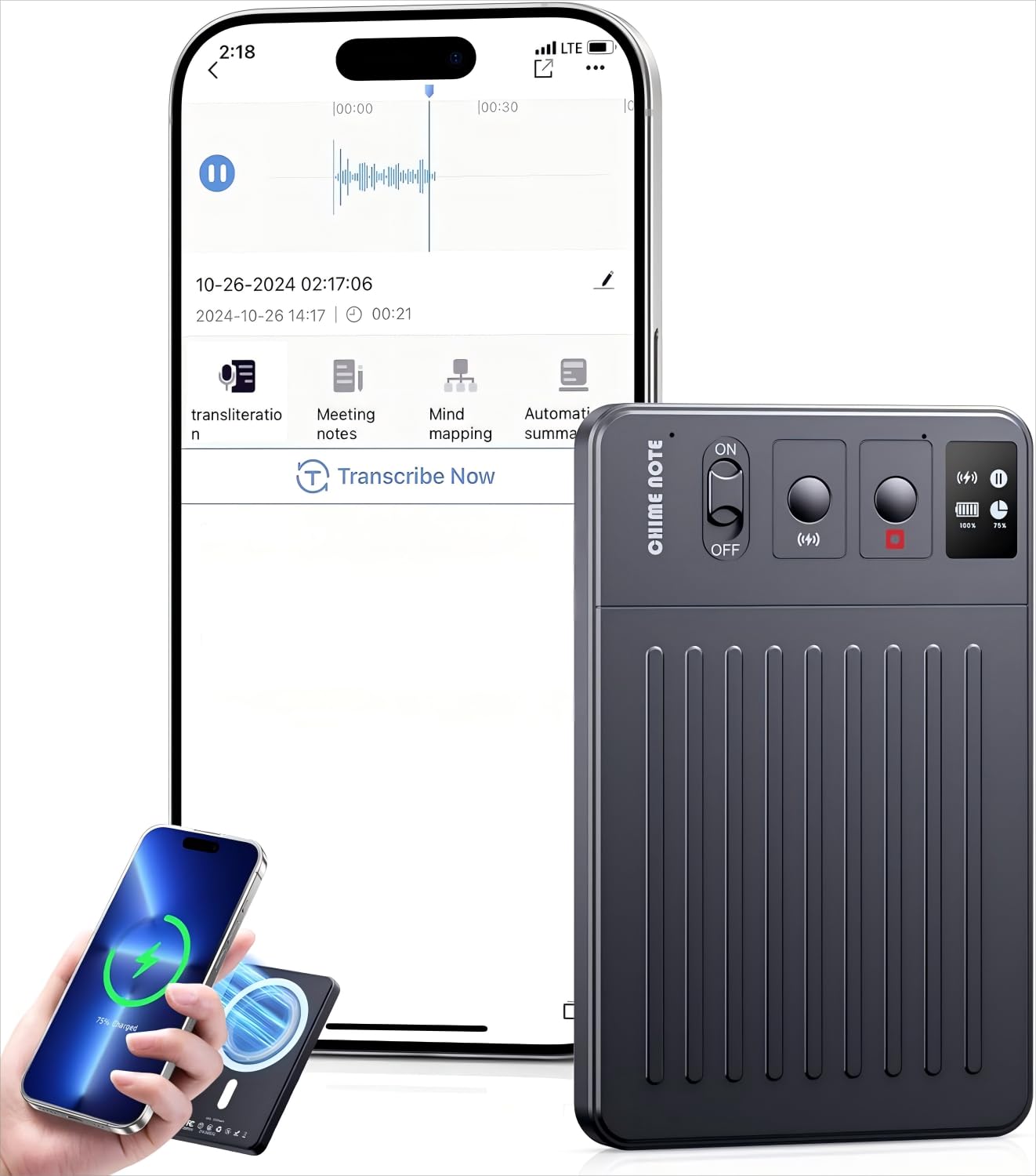 Registratore Vocale AI 64GB con Controllo APP