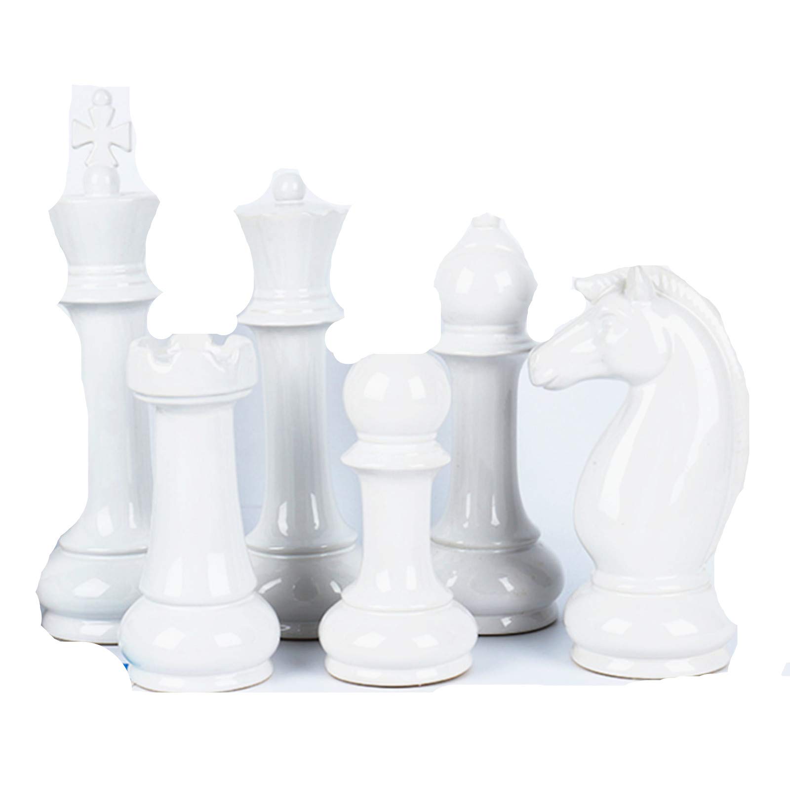 Hwydo Set 6 Pezzi Scacchi in Ceramica, Bianco