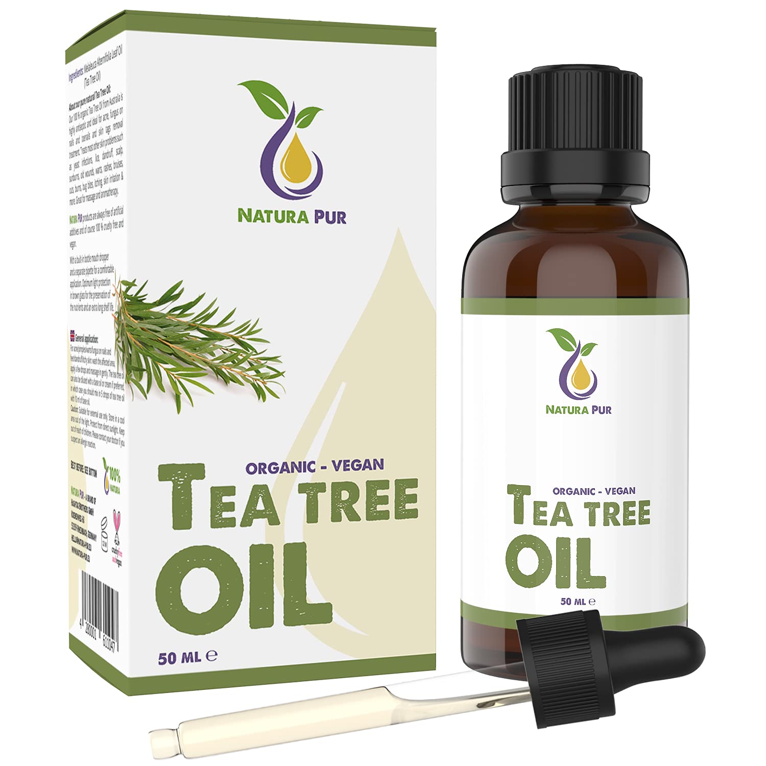 Tea Tree Oil 50ml con Pipetta - Olio Puro Biologico