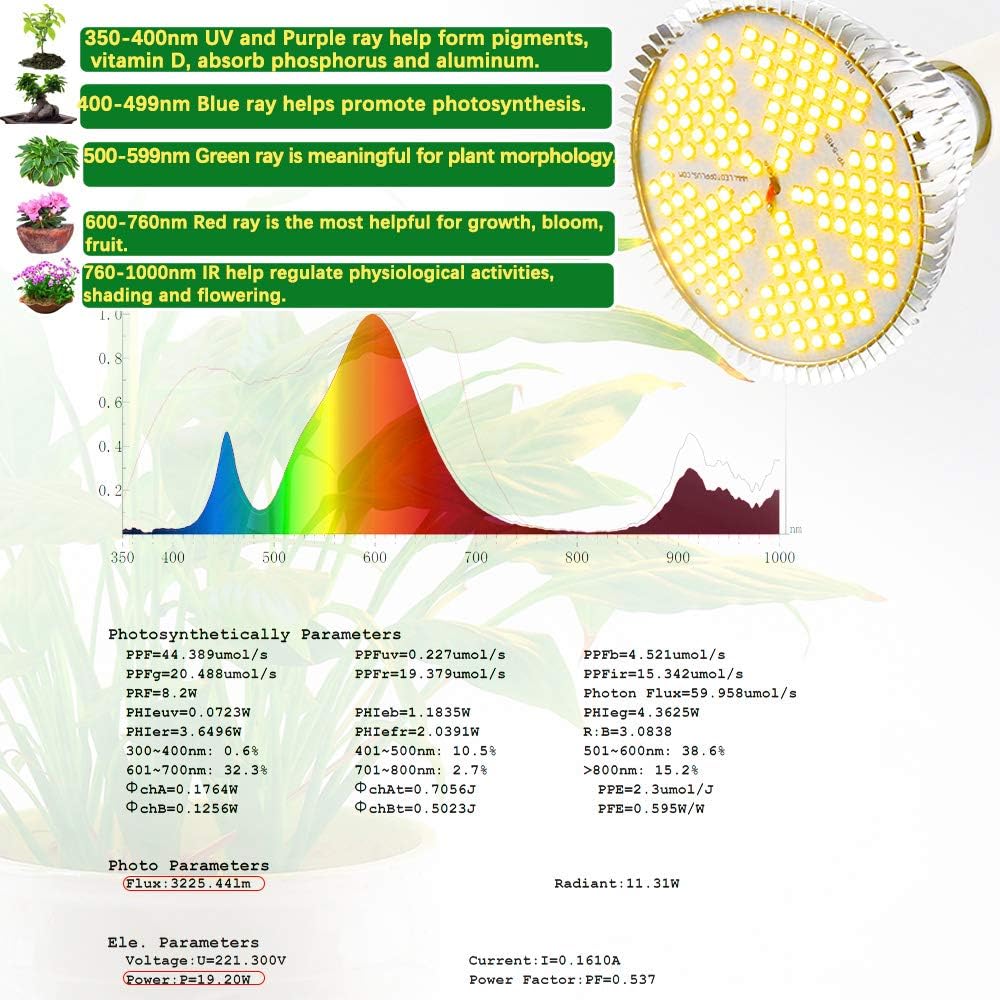 MILYN 2 Pezzi 100W Lampada per Piante Spettro Completo E27 - immagine 4