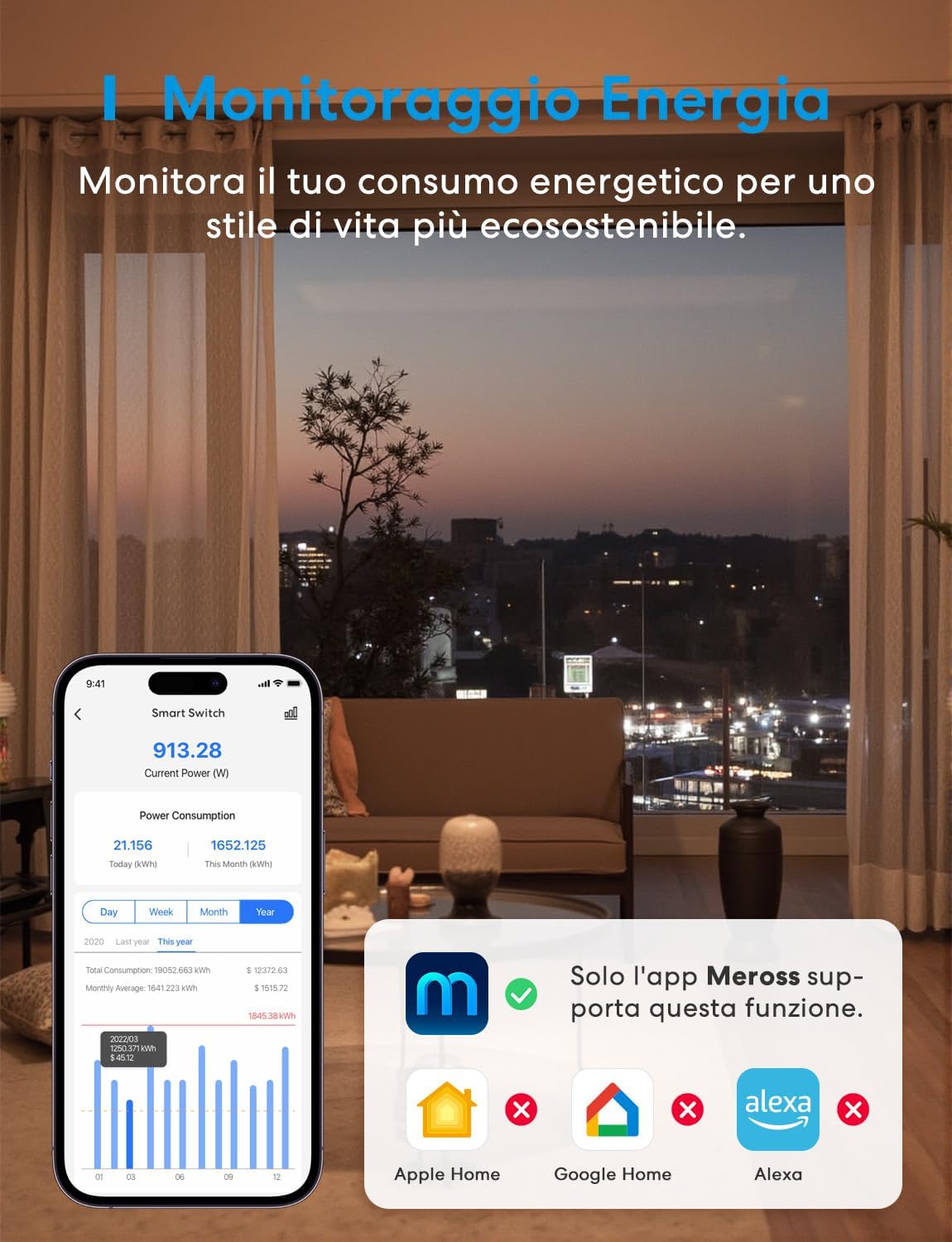 Meross Interruttore WiFi Matter 16A, 2 Pezzi - immagine 2