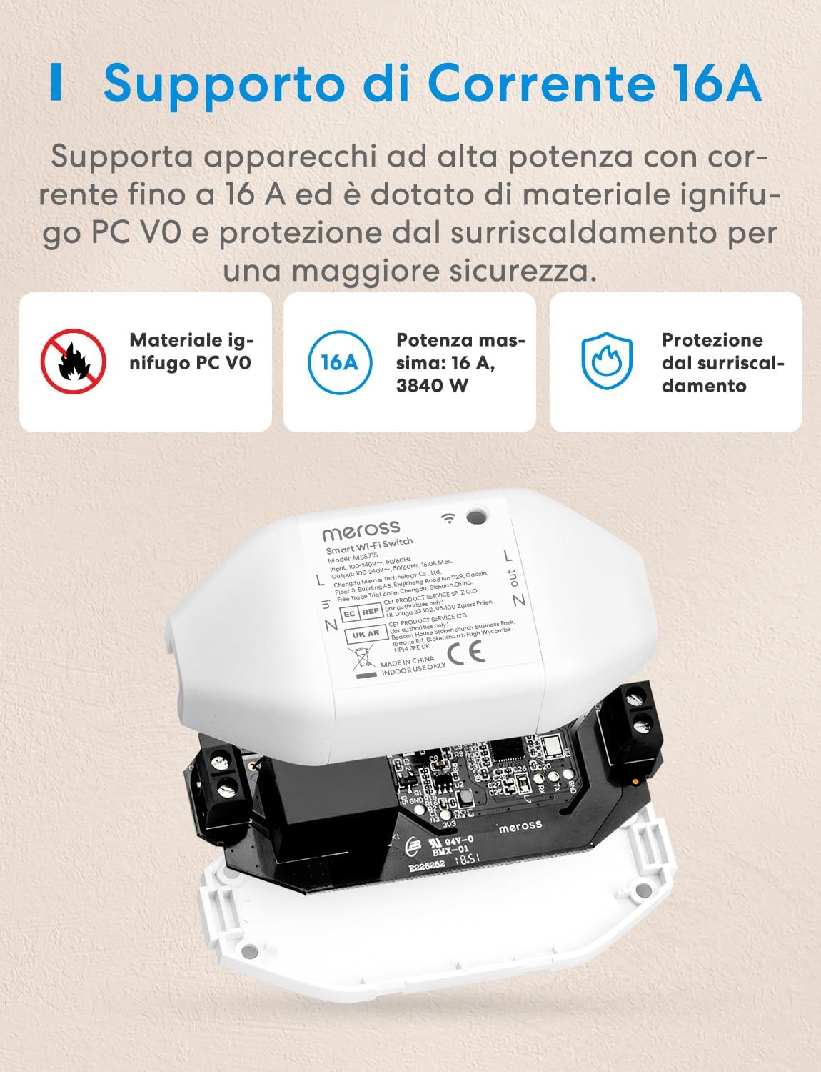 Meross Interruttore WiFi Matter 16A, 2 Pezzi - immagine 4