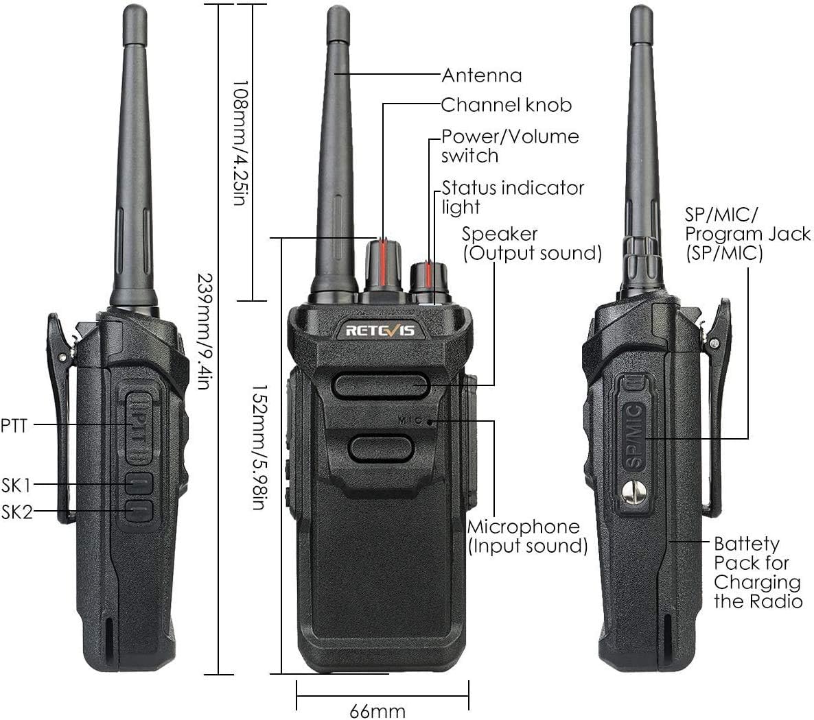 Retevis RT648 Walkie Talkie PMR446 IP67 Impermeabile (2 Pezzi) - immagine 6