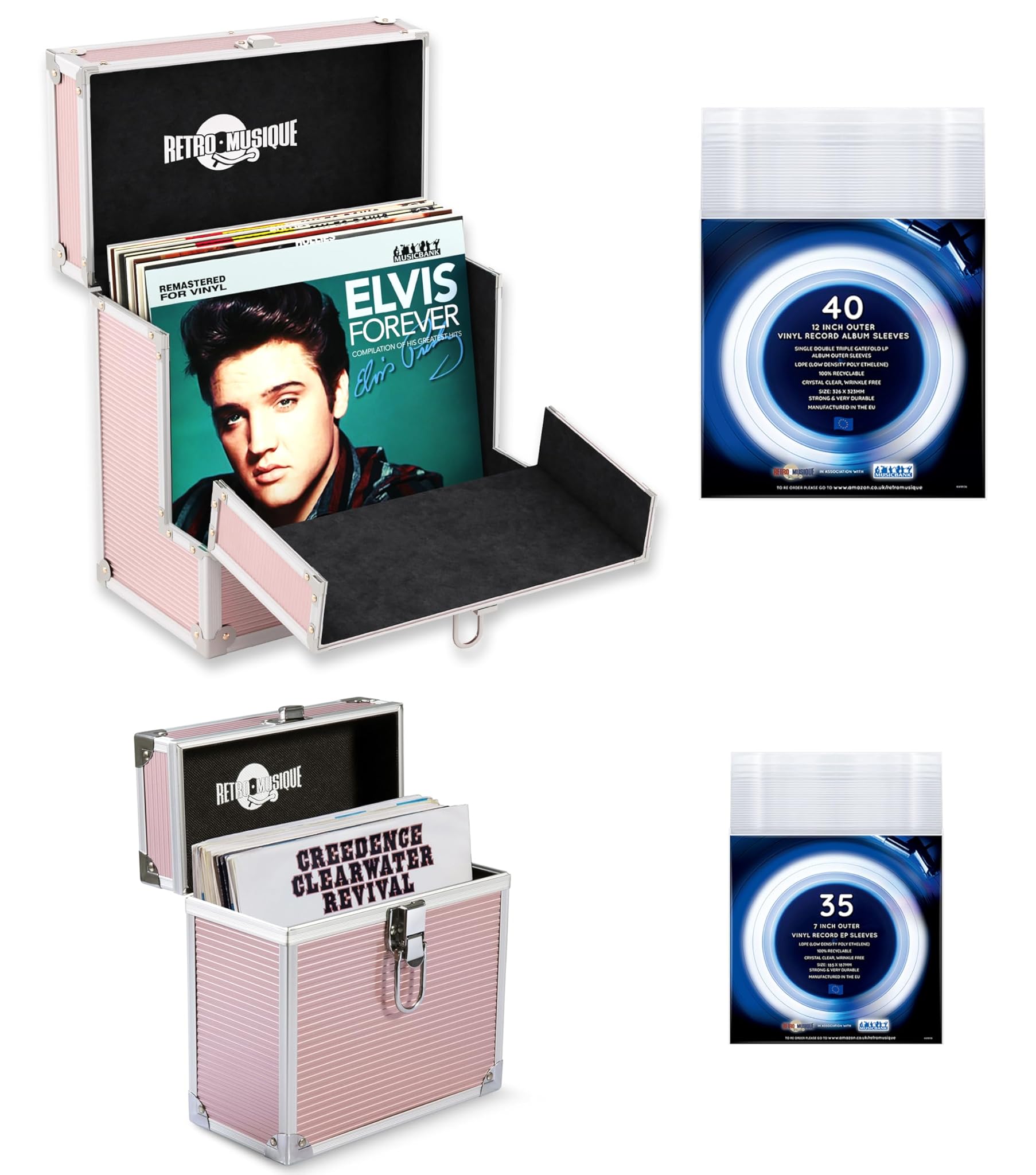 Retro musique Custodia Alluminio per Dischi Vinile 30,5cm