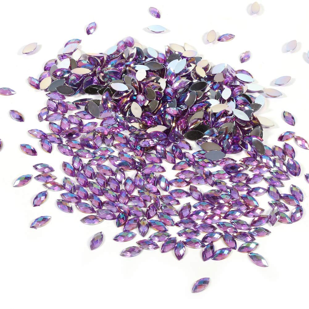in acrilico con retro piatto, colorati da cucire, per fai da te, decorazione fai da te, 500 pezzi (viola chiaro)