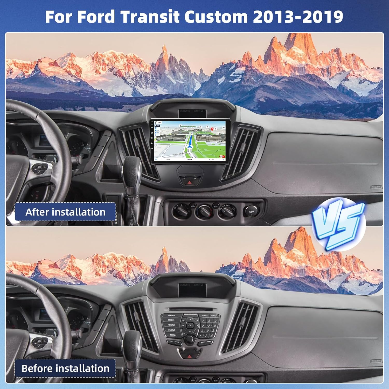 Autoradio Android 9" per Ford Transit Custom 2013-2019 - immagine 2