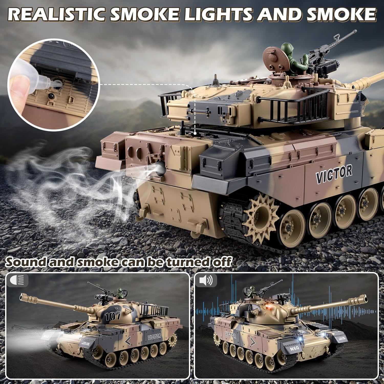 Carro Armato Telecomandato M60 1:18 con Sparo BB - immagine 2