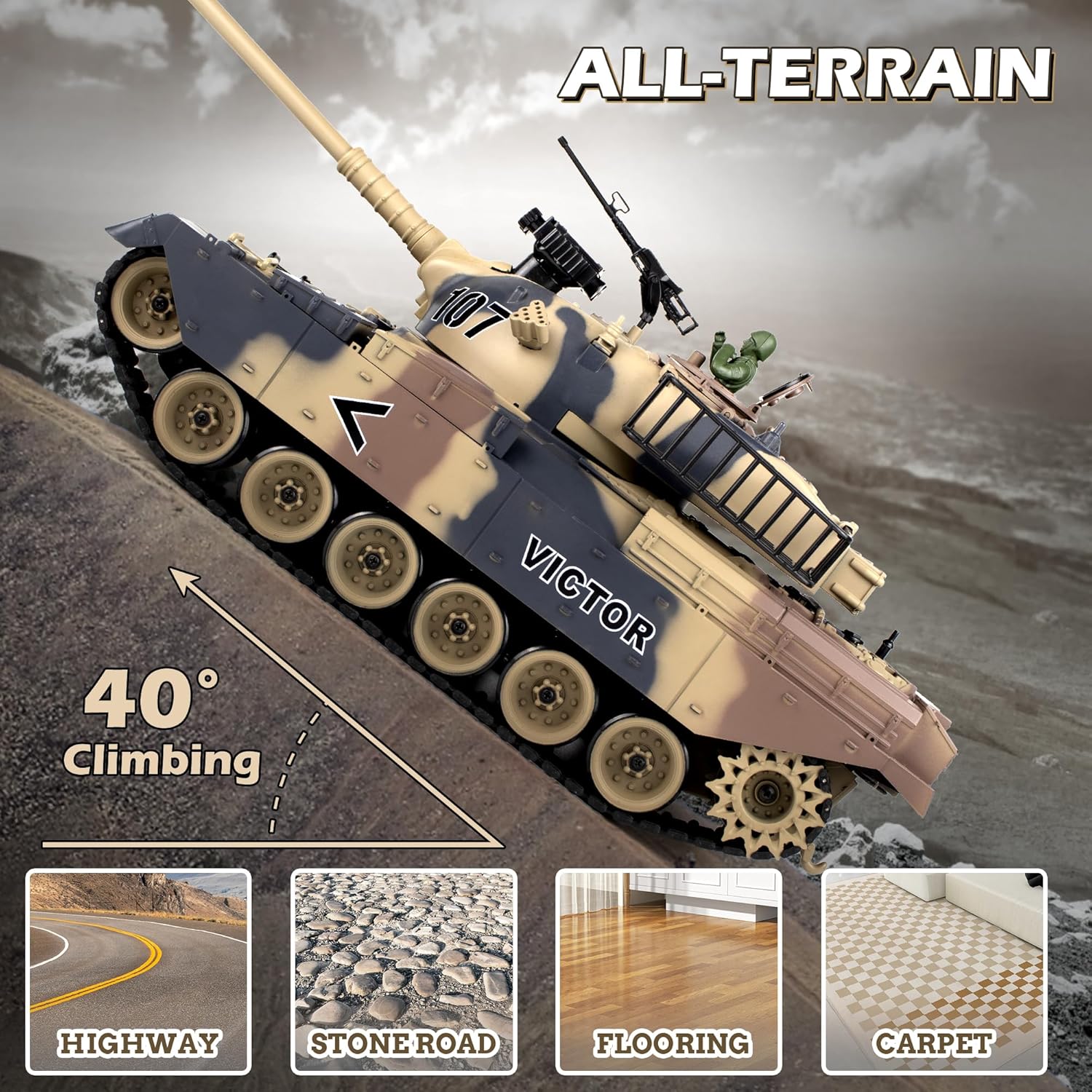 Carro Armato Telecomandato M60 1:18 con Sparo BB - immagine 4