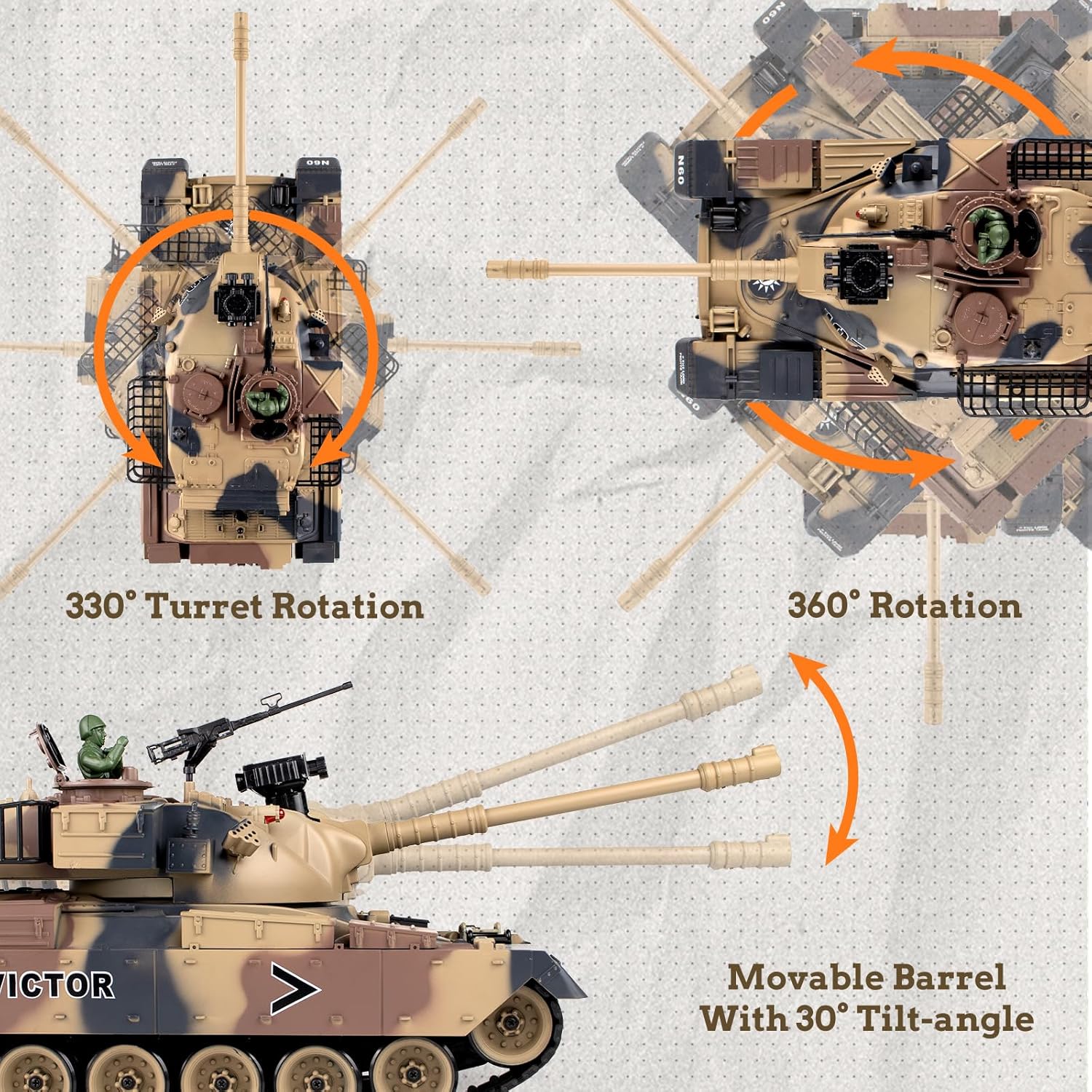 Carro Armato Telecomandato M60 1:18 con Sparo BB - immagine 5