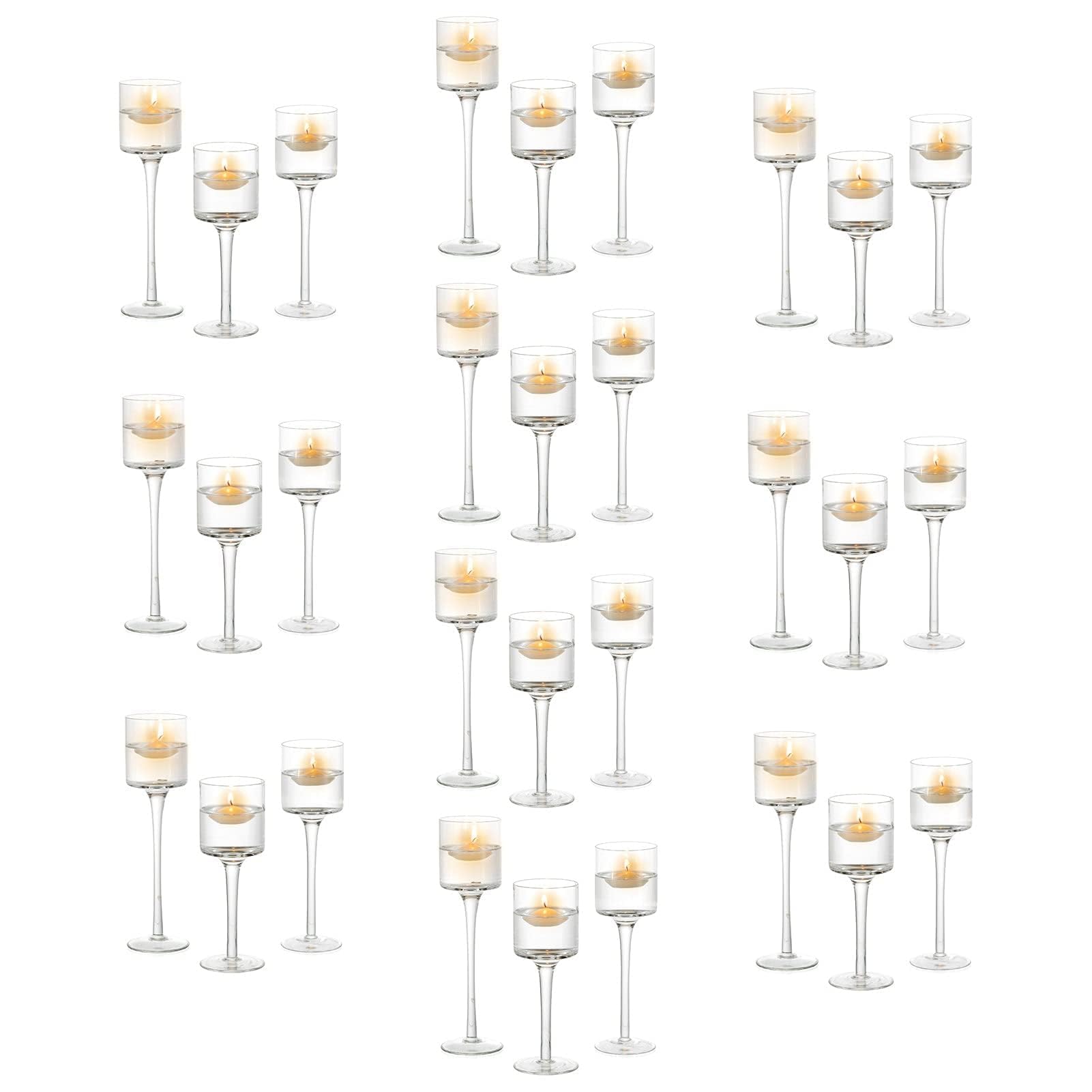 Romadedi Porta Candele Vetro Alto - Set 3 Pezzi