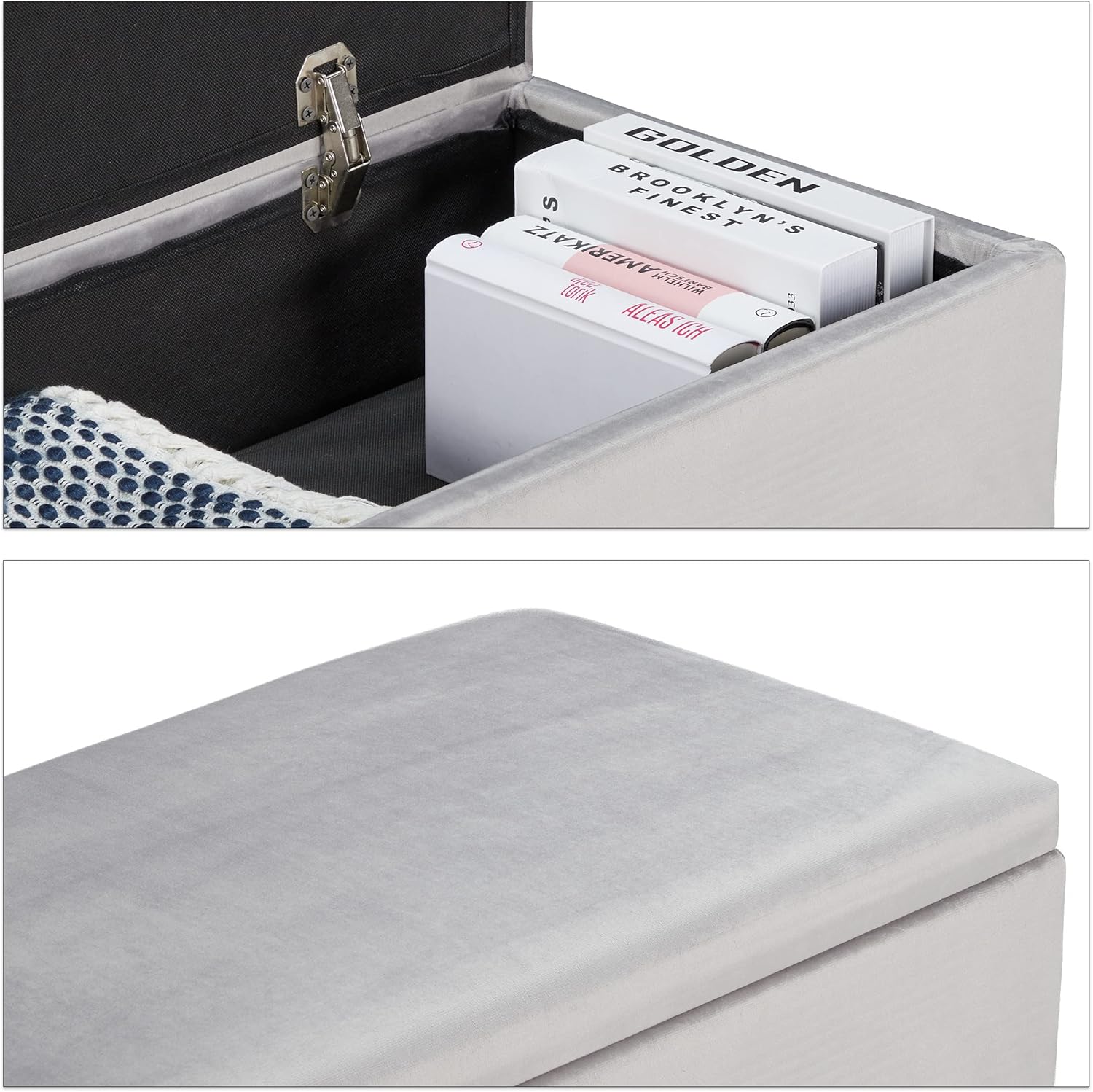 Relaxdays Panca Contenitore 40L, Grigio Chiaro - immagine 6