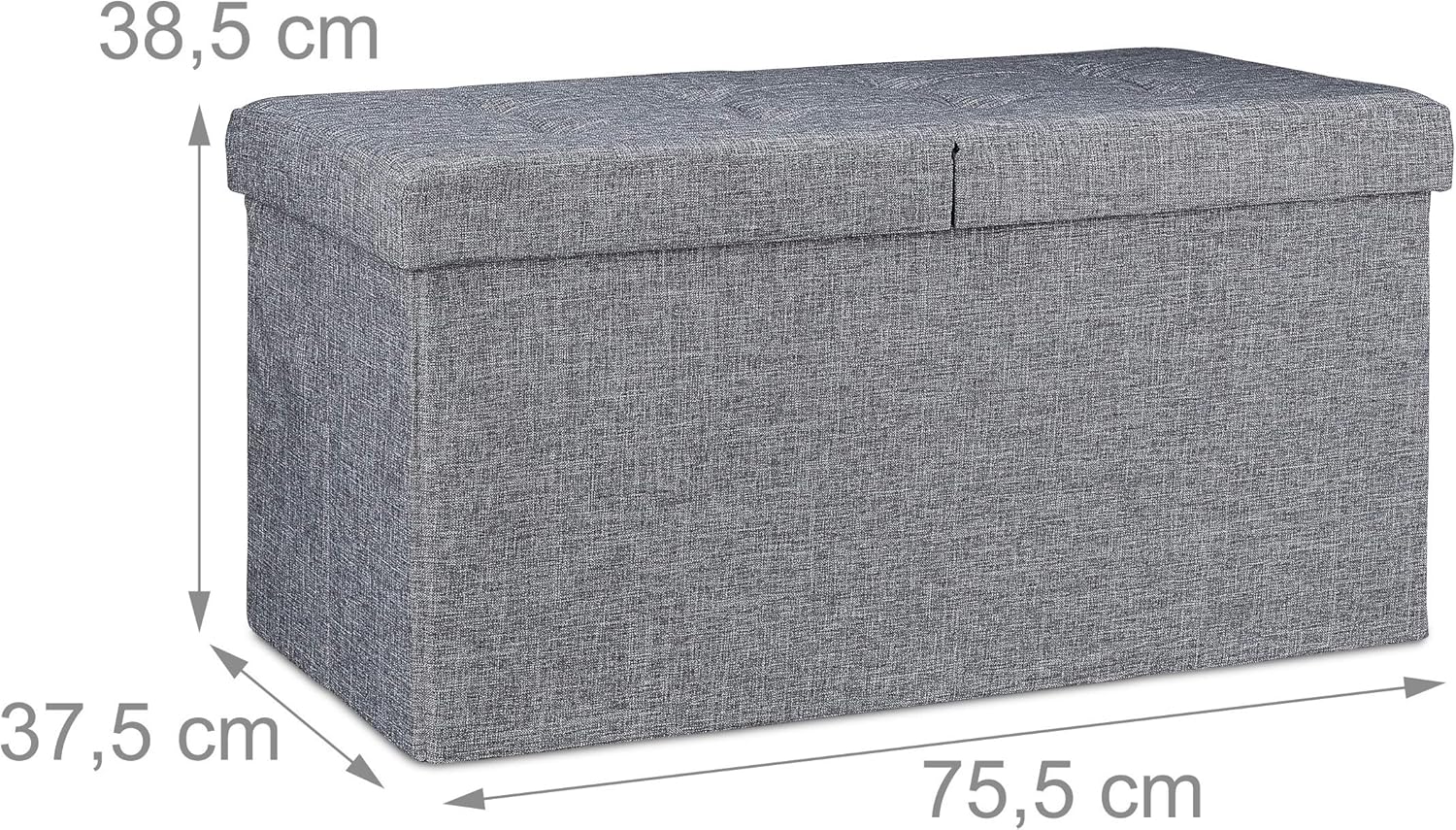 Relaxdays Contenitore Pouf Pieghevole, Grigio Scuro - immagine 3