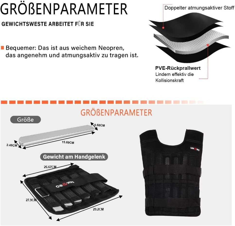 Set Gilet Pesi Regolabili con Pesi Braccia e Gambe - immagine 3