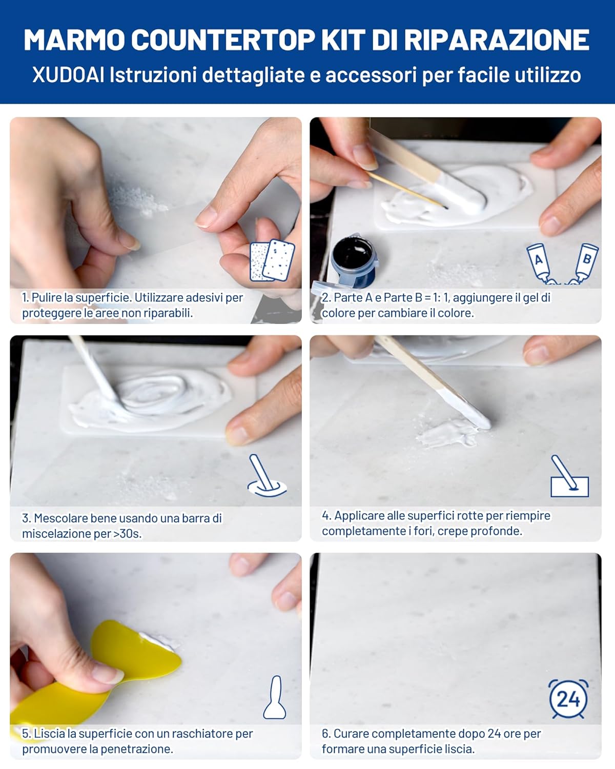 Kit di Riparazione Marmo e Granito 160g - immagine 3