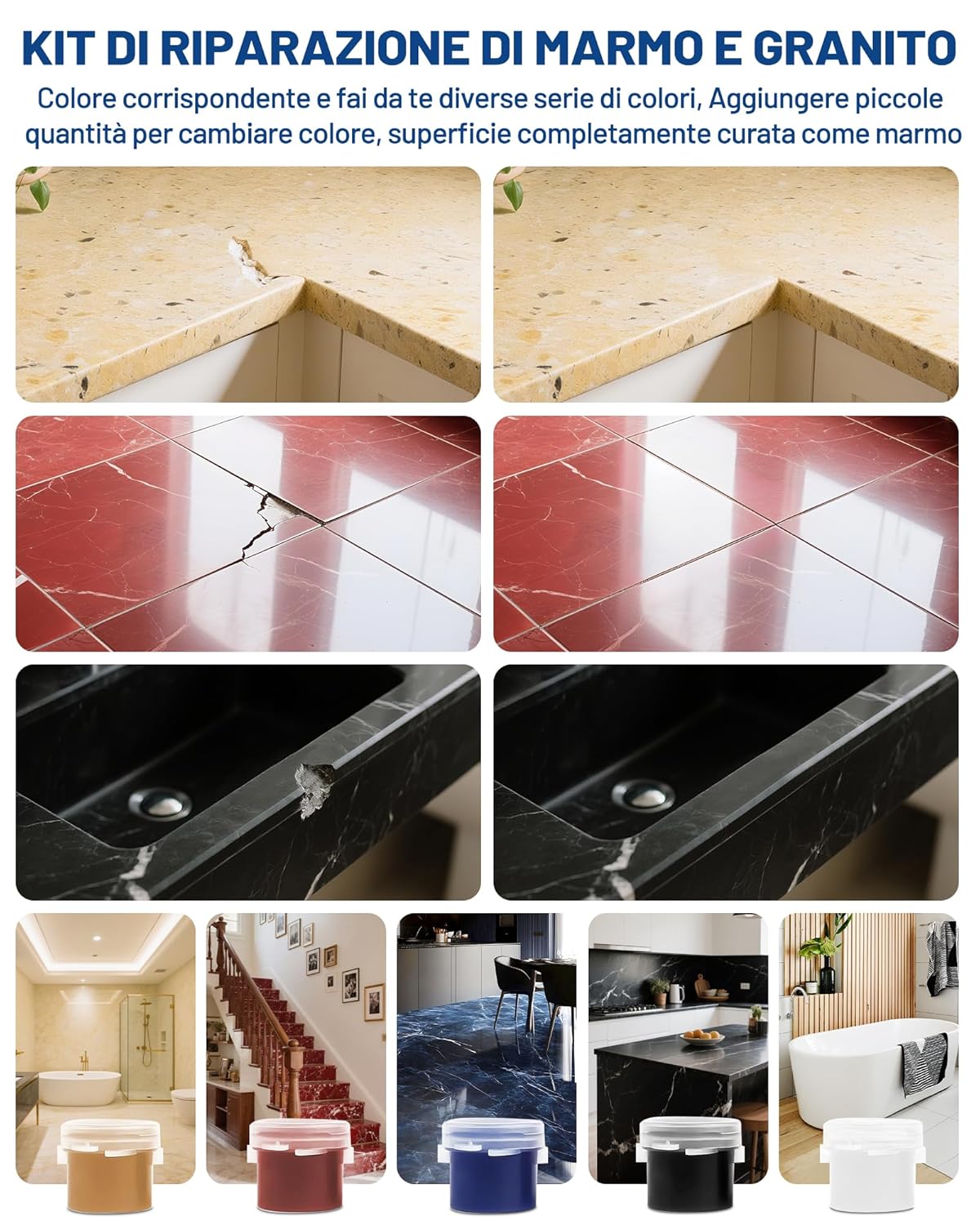 Kit di Riparazione Marmo e Granito 160g - immagine 4