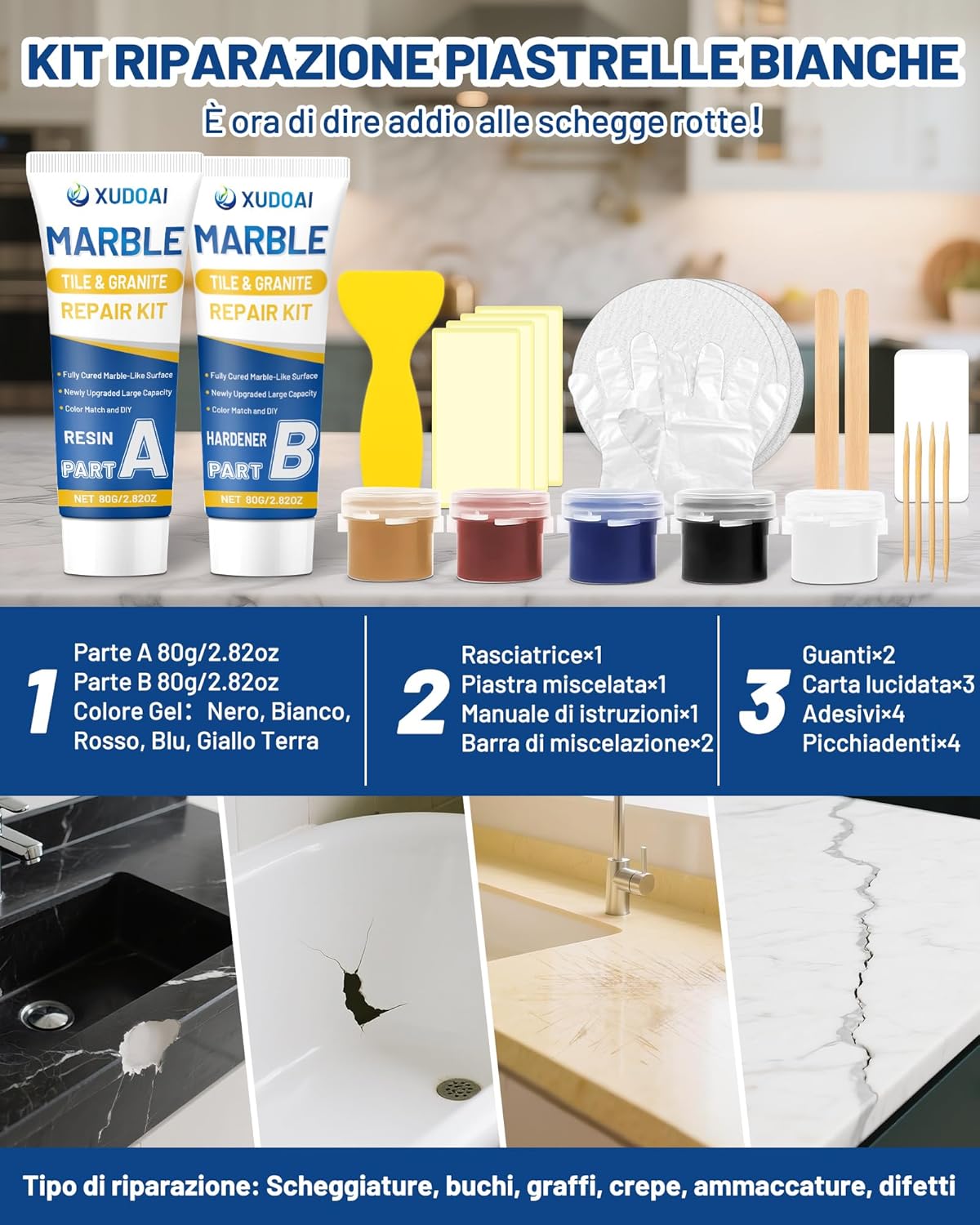 Kit di Riparazione Marmo e Granito 160g - immagine 6