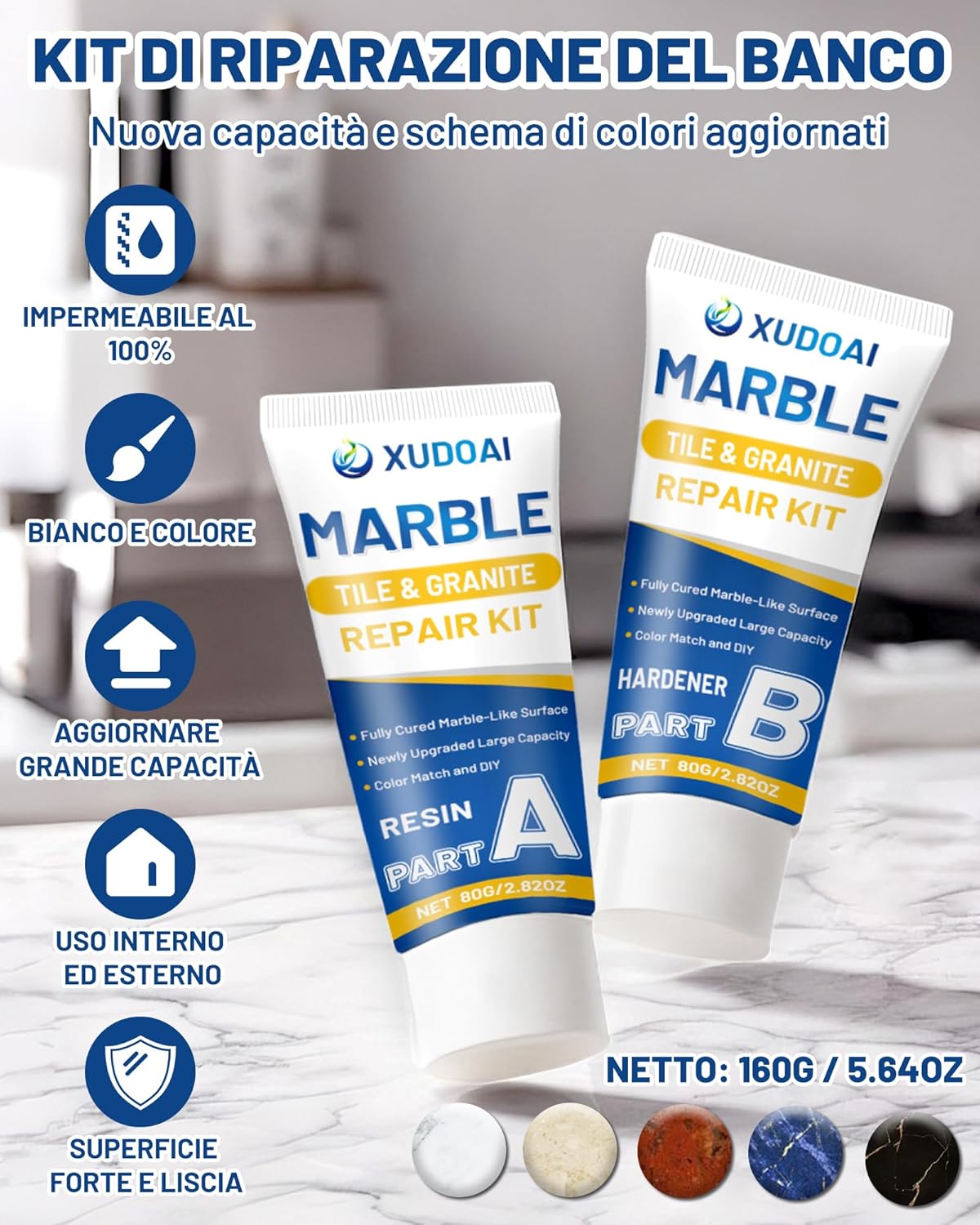 Kit di Riparazione Marmo e Granito 160g - immagine 7