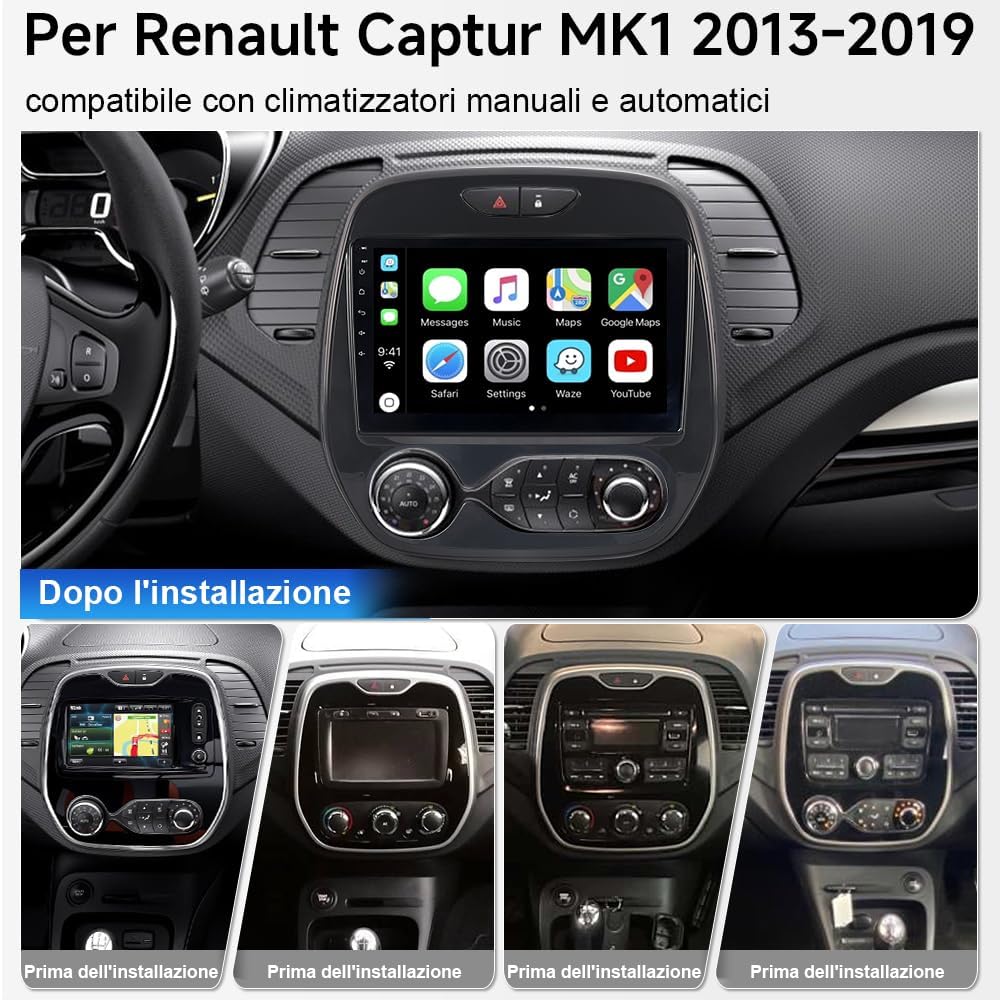 Autoradio Android 15 9'' per Renault Captur MK1 2013-2019 - immagine 2