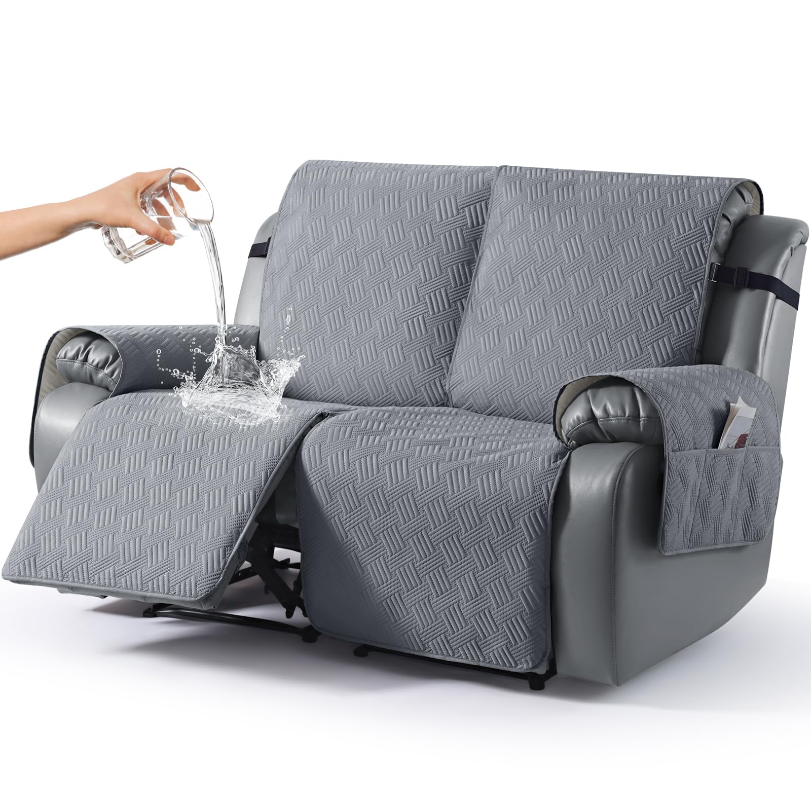 KinCam Copridivano 2 Posti con Braccioli, Grigio Scuro