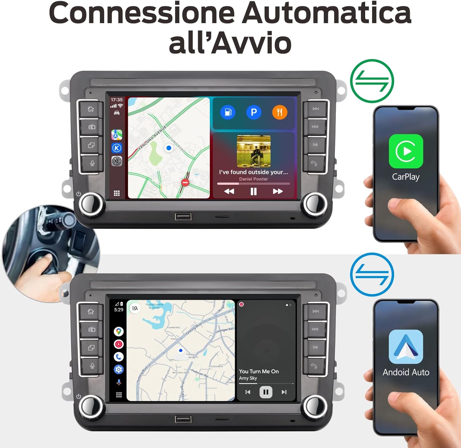 Autoradio per VW con Wireless Carplay Android Auto - immagine 3