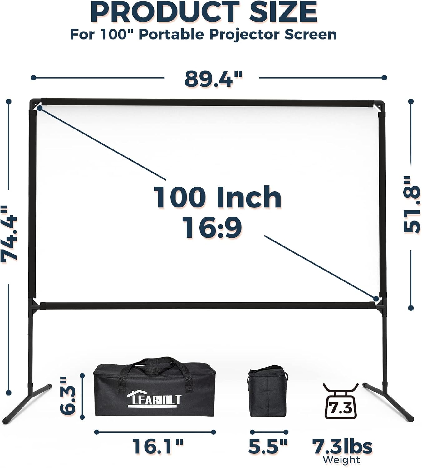 Schermo per Proiettore 100" con Supporto 16:9 HD - immagine 4