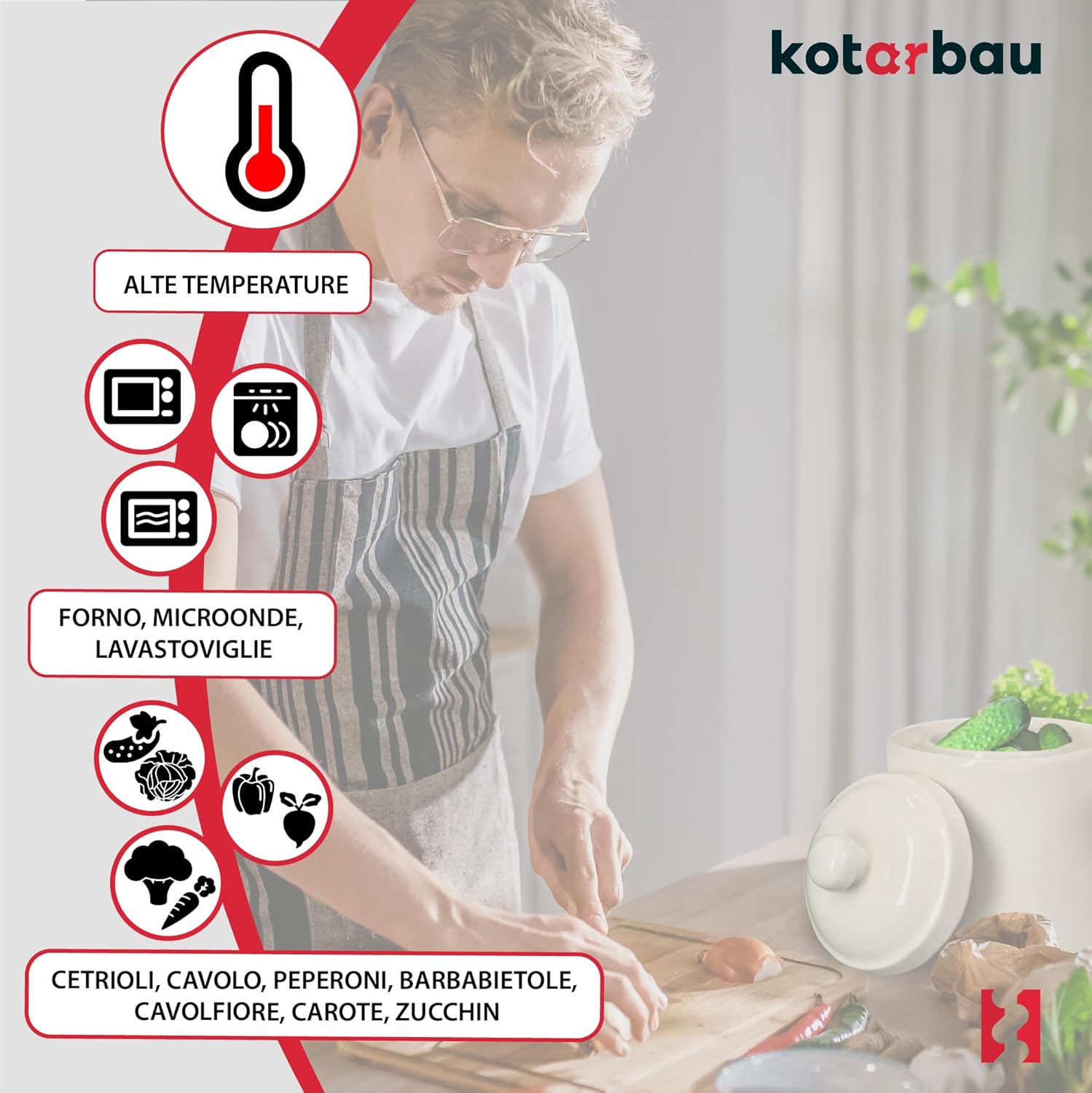 KOTARBAU® Pentola in Terracotta 1,8L con Coperchio - immagine 5