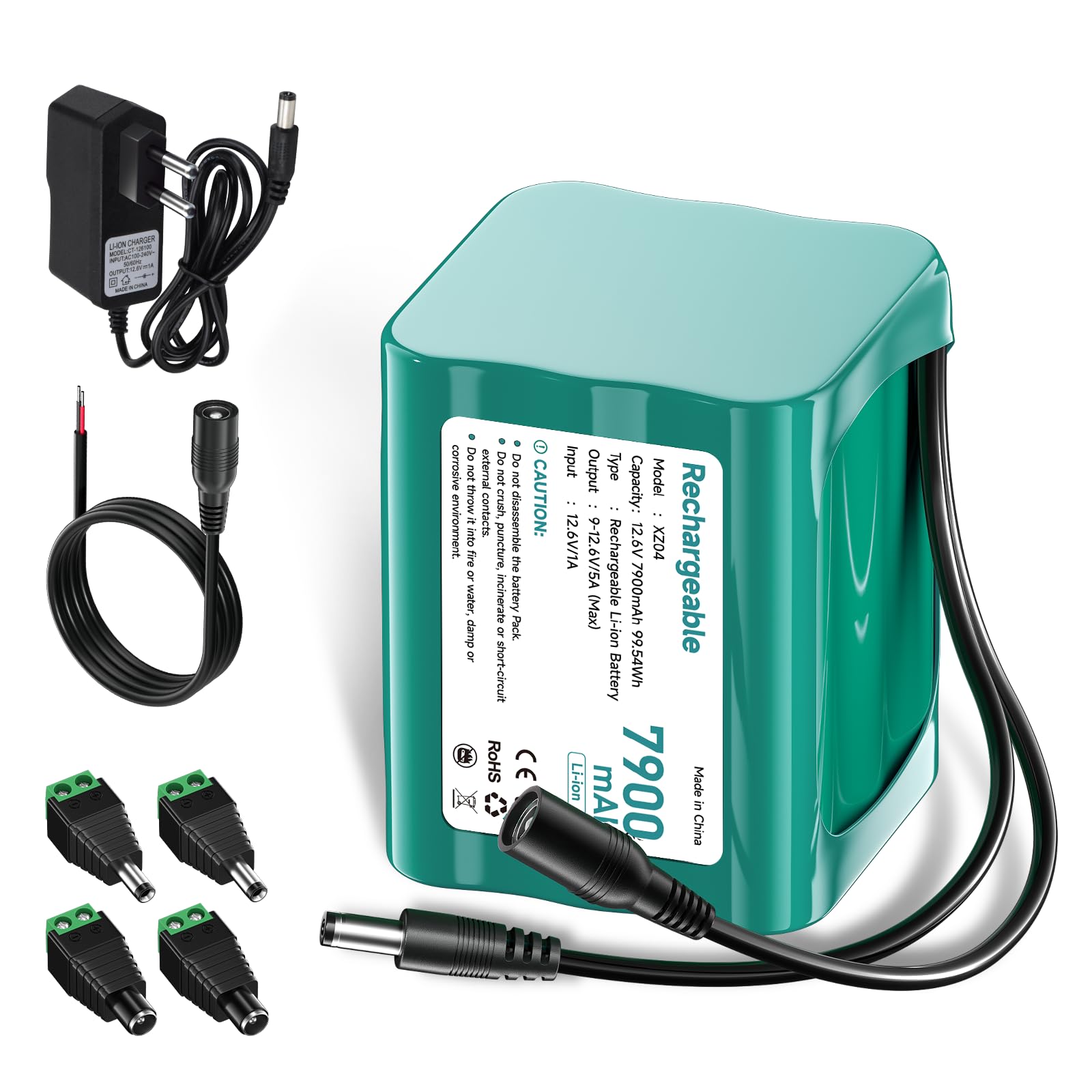 Mspalocell Batteria Litio 12V 7900mAh con Adattatore