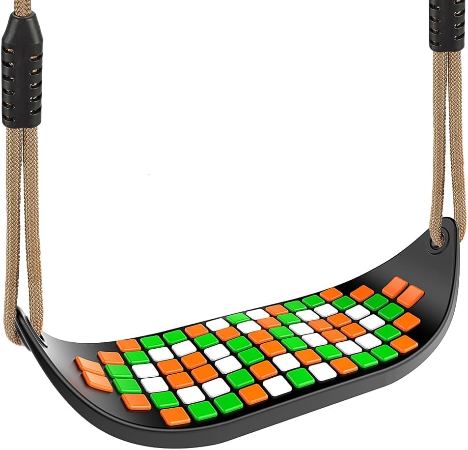 Sedile Altalena in Plastica Antiscivolo con Corda Regolabile, Nero