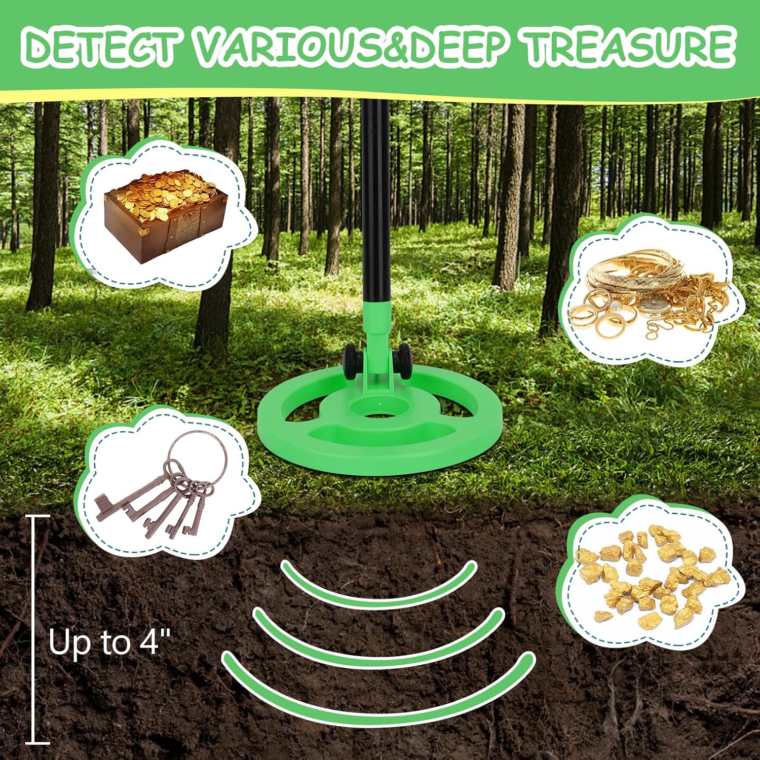 Ommo Metal Detector per Bambini, Verde - immagine 3