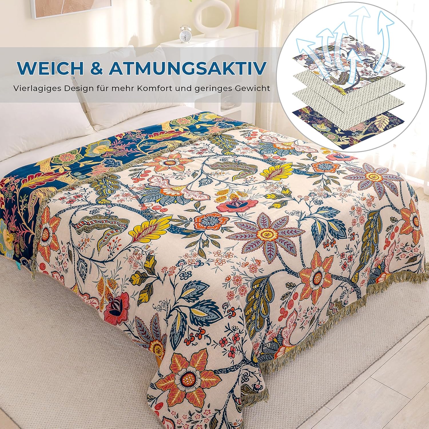 Copriletto Boho 100% Cotone 150x200 cm - immagine 2