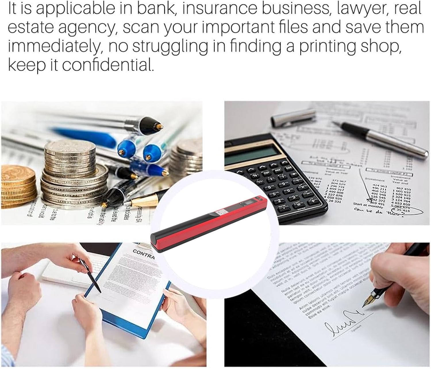 Scanner Portatile Documenti 900 DPI A4, Rosso - immagine 7