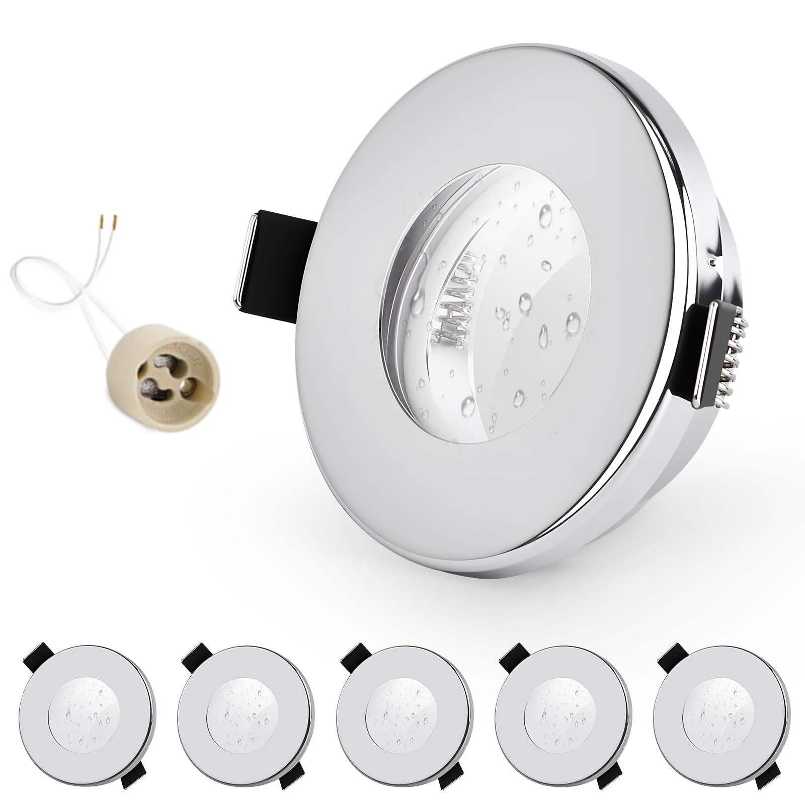 Faretti LED Incasso IP65 GU10 Rotondi Cromo (6 pz)