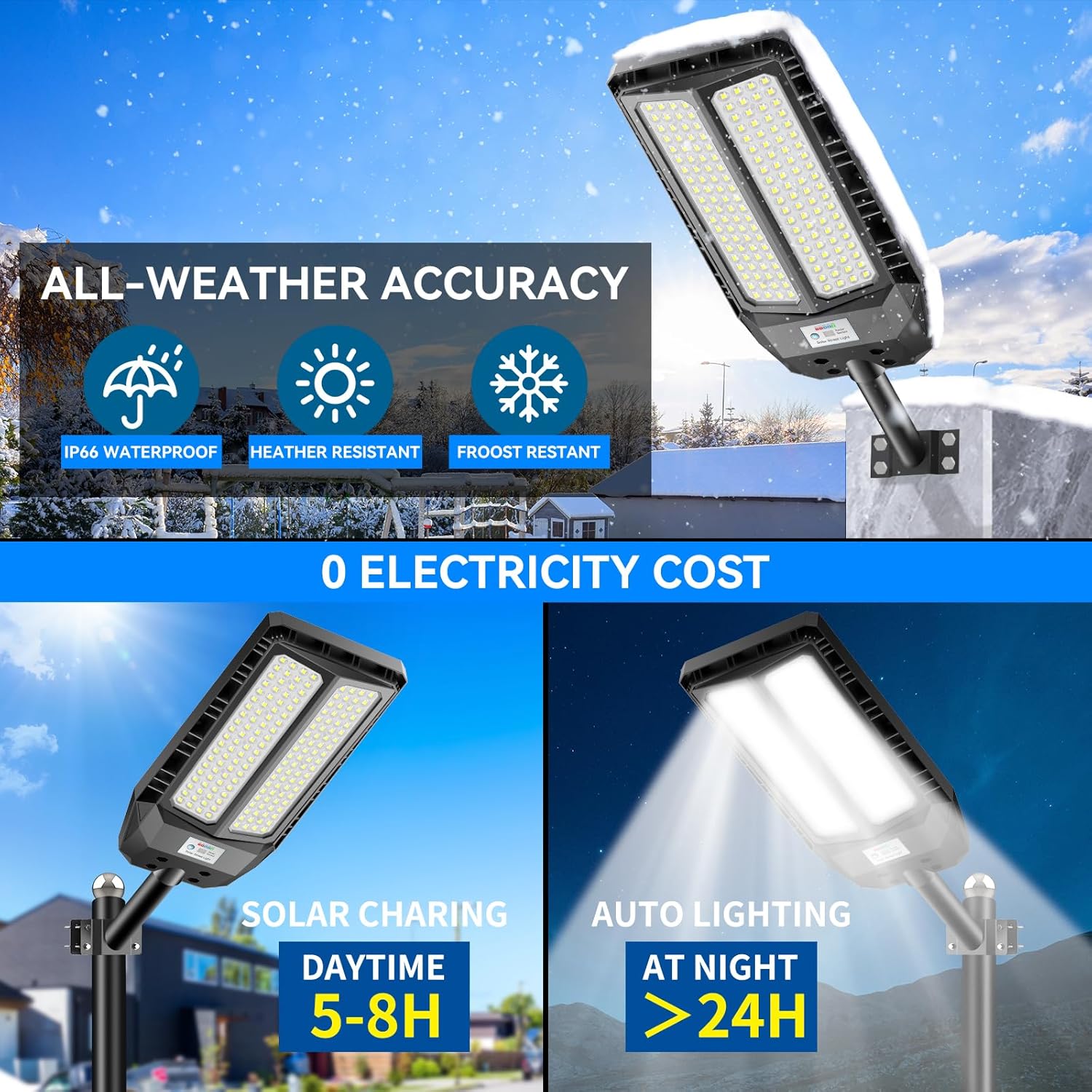 Lampione Solare Led Esterno 4000W*2 con Telecomando - immagine 4